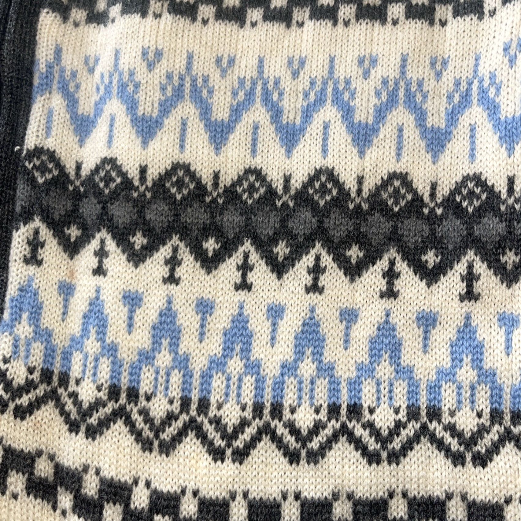 Vintage VINTAGE Nordic Icelandic Design 100% Virgin Worsted Wool Sweater Jacket Women M Full Zip Blue Gray Cream Cardigan Womens Size M / US 6-8 / IT 42-44 - 7 Thumbnail