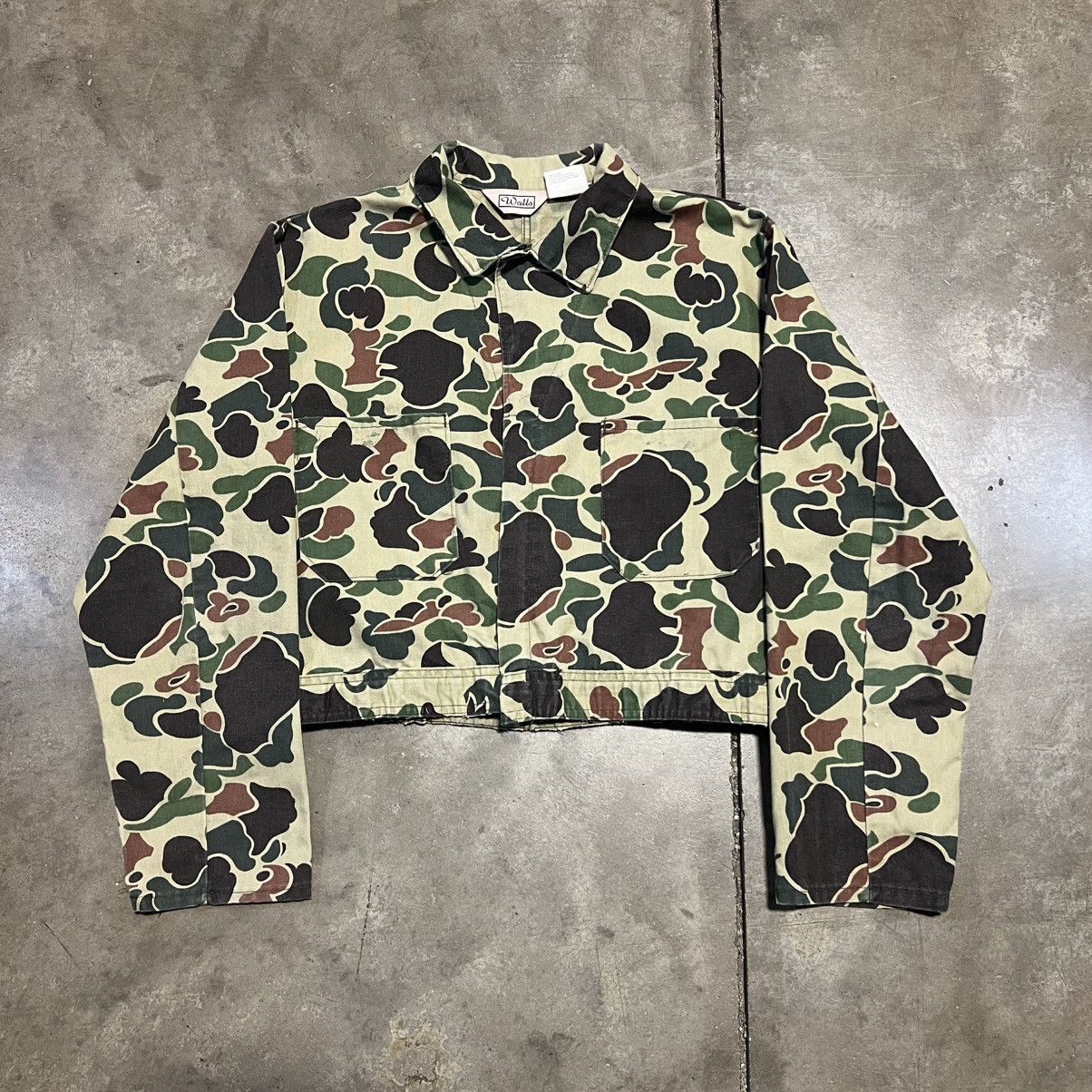 Vintage × Walls Vintage 90s Walls Camo Workwear Jacket Cropped Boxy USA Made Size US L / EU 52-54 / 3 - 3 Thumbnail