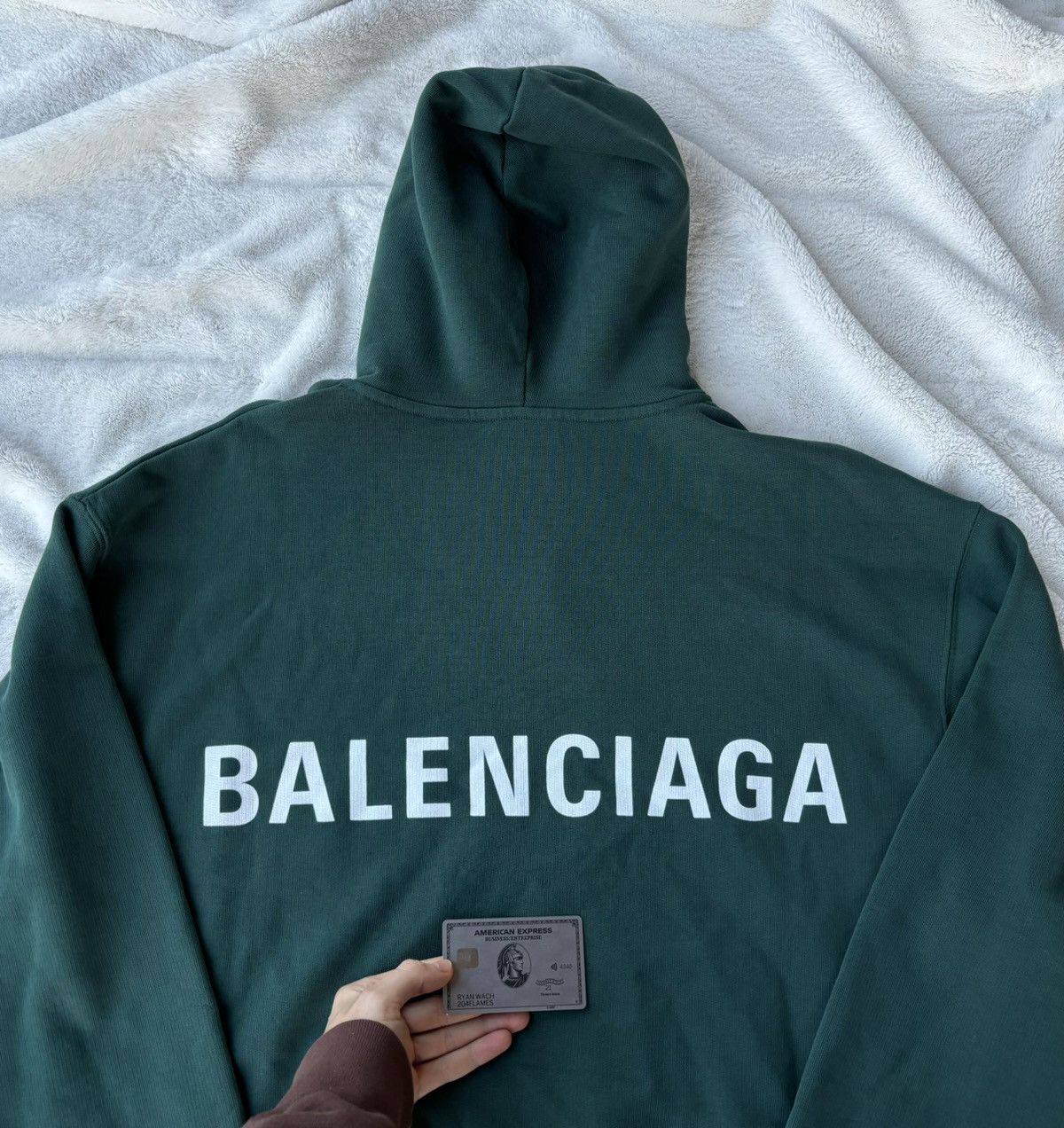 Balenciaga Balenciaga Cypress Green Back Logo Hoodie Size US L / EU 52-54 / 3 - 3 Thumbnail