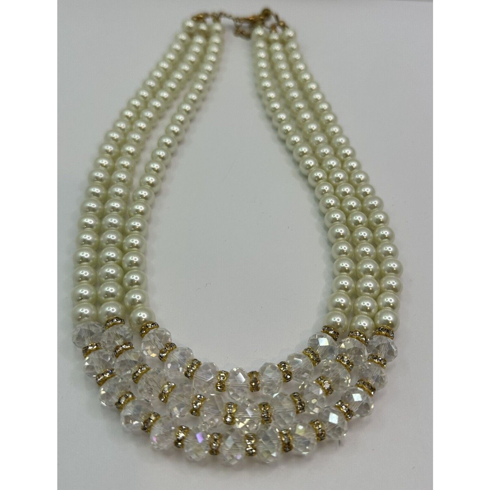 Other Faux Pearl and AB Crystal Hydro Facet Beads 3 Strands 18' Size ONE SIZE - 8 Thumbnail