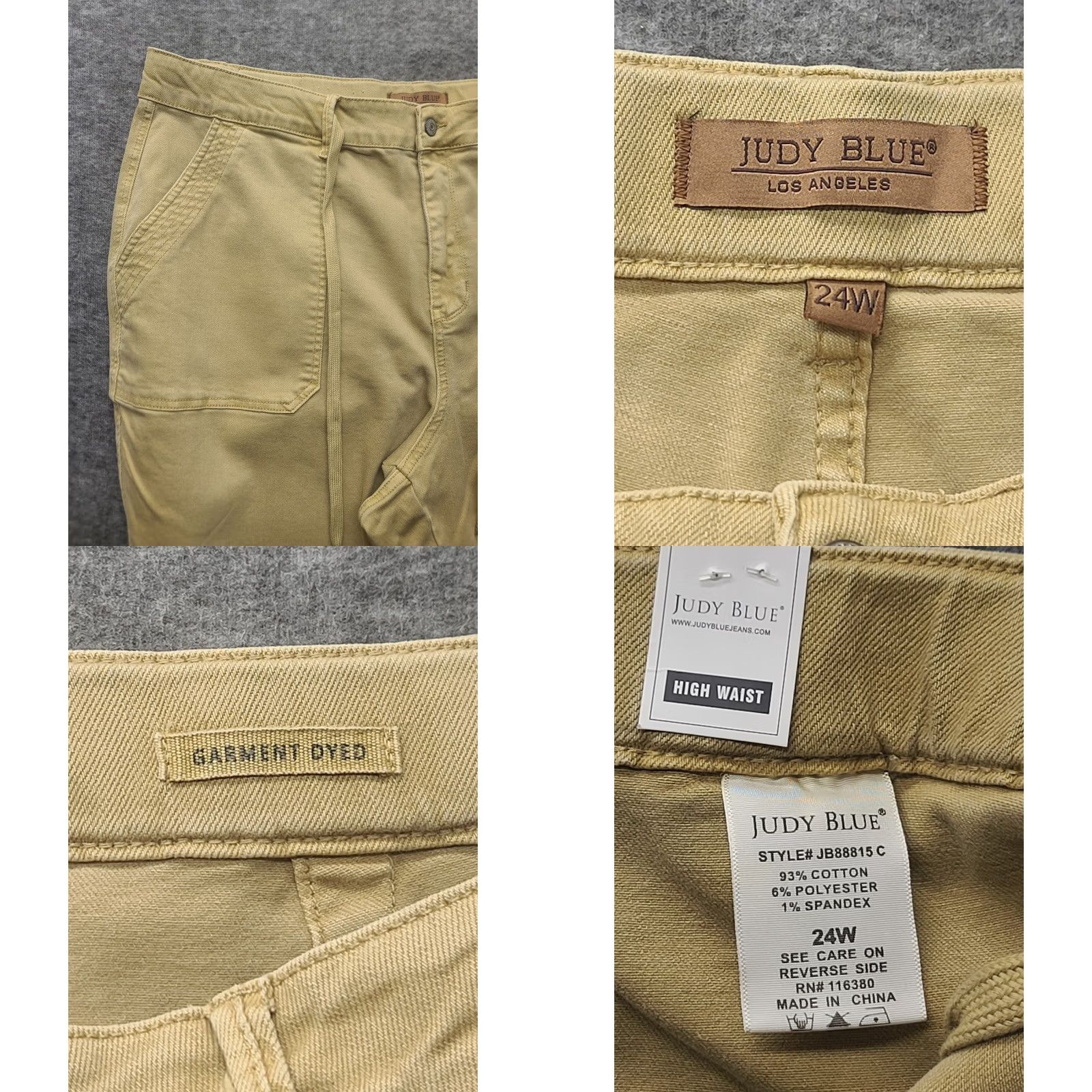 Vintage Judy Blue Jeans Womens 24W Utility Jogger High Rise Relaxed Stretch Denim Beige 29 In Inseam XS-Plus Ladies Mens Girls Size 42" / US 20 - 8 Thumbnail