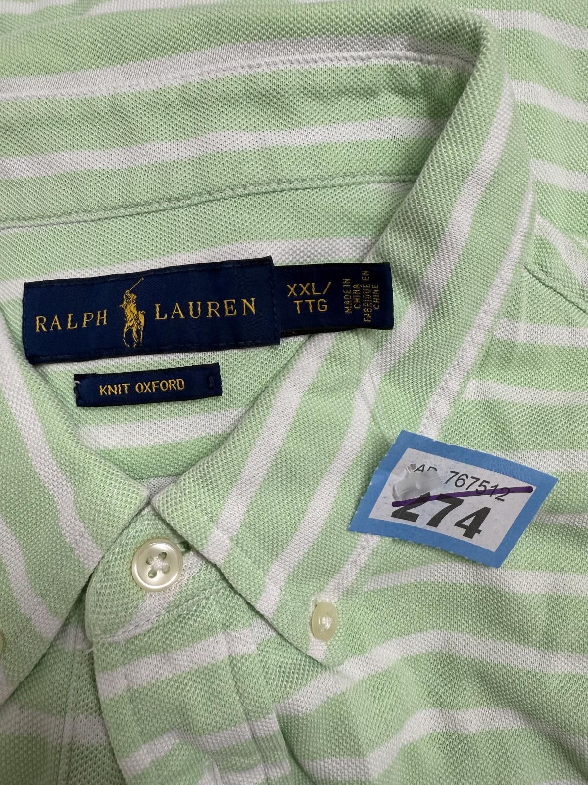 Polo Ralph Lauren Ralph Lauren Green and White Striped Polo Shirt Size US XXL / EU 58 / 5 - 4 Thumbnail