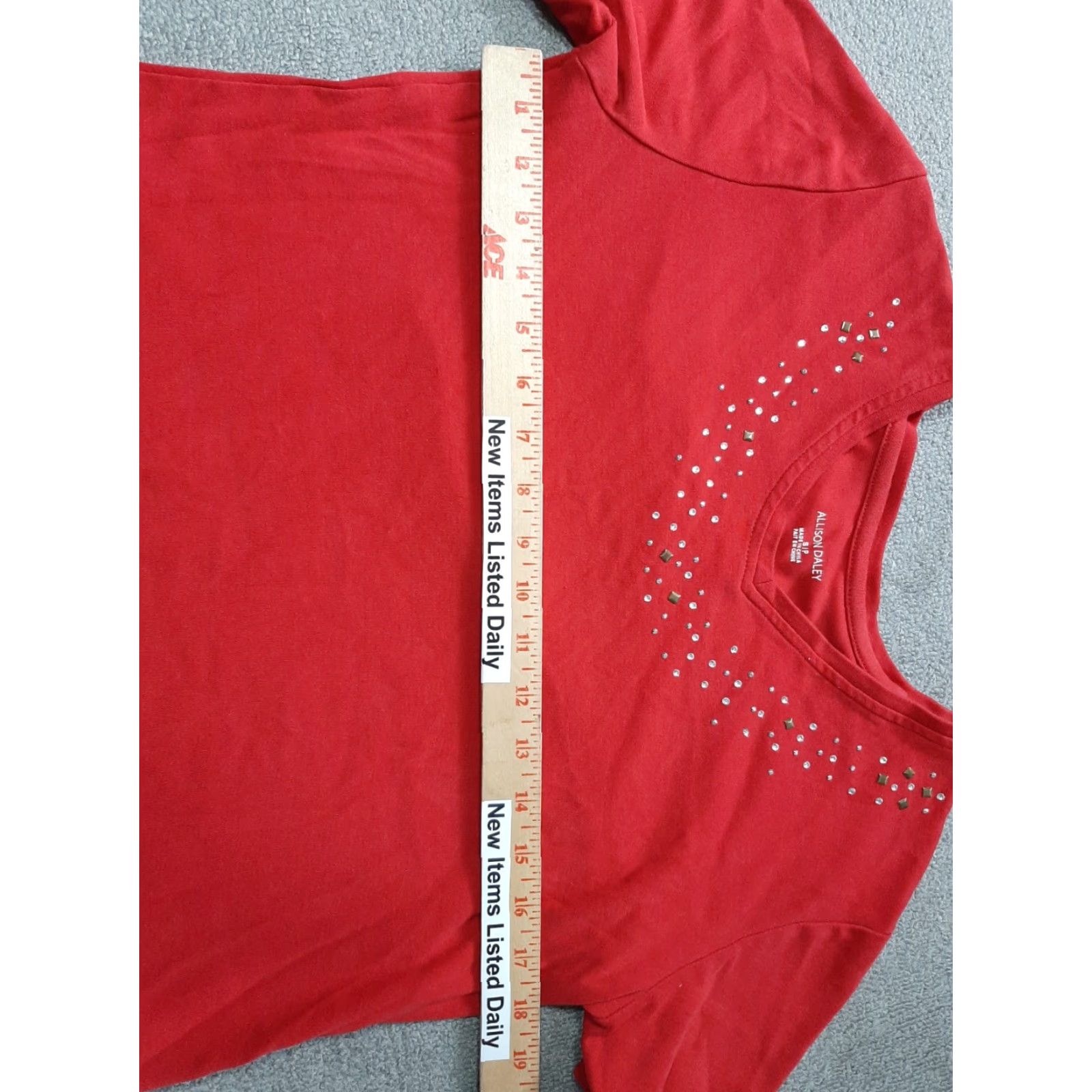 Vintage Allison Daley Womens S Short Sleeve Top Red Embellished Shirt Shirt Size S / US 4 / IT 40 - 4 Thumbnail