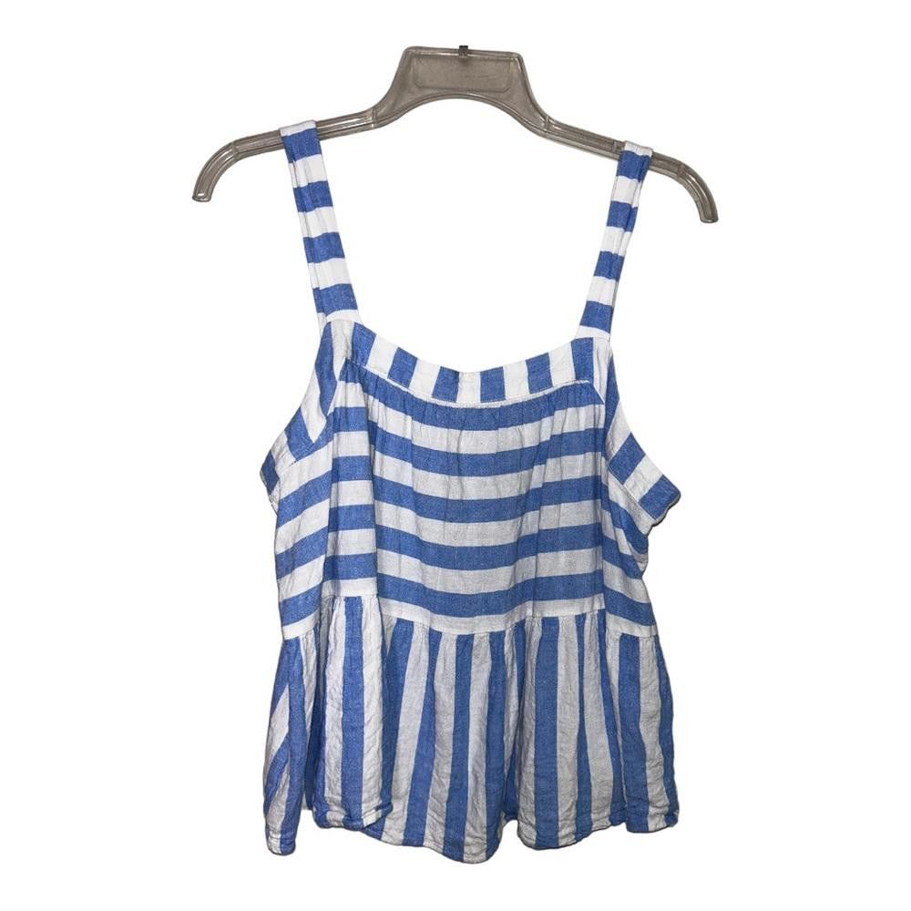 Designer LOFT l Striped Linen Babydoll Blouse Size Medium Size M / US 6-8 / IT 42-44 - 2 Thumbnail