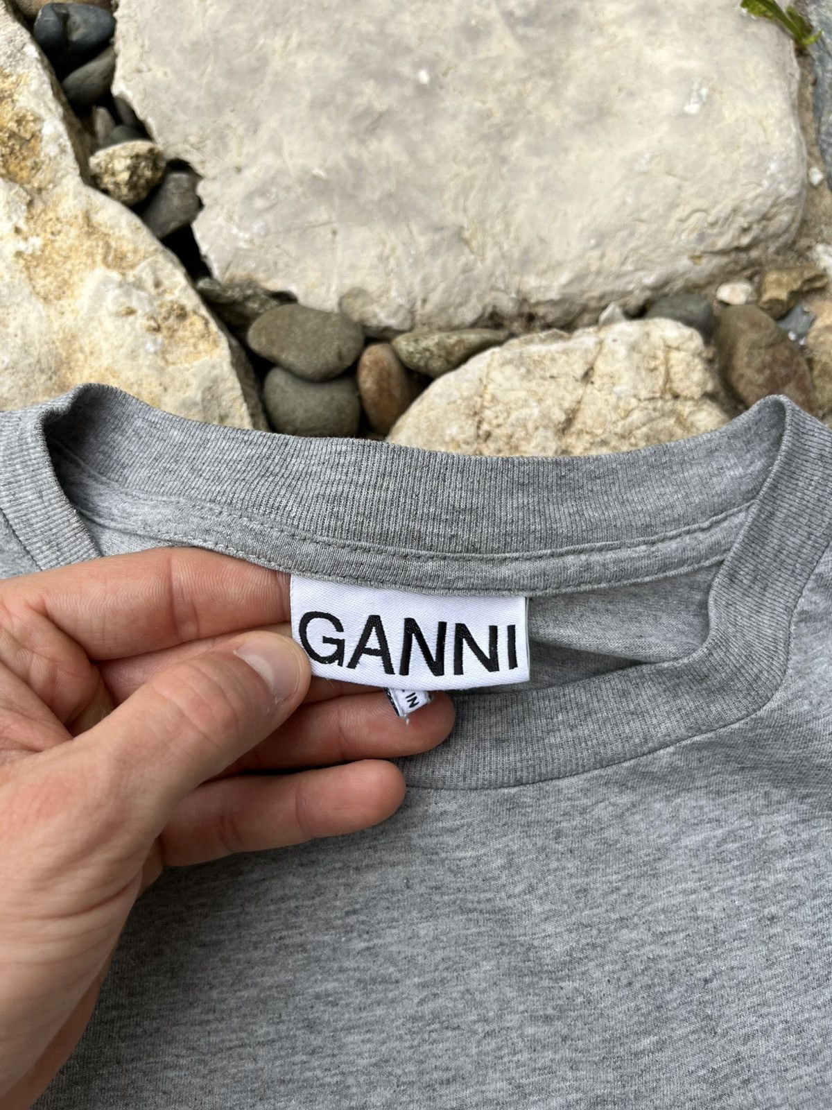 Designer × Ganni Ganni Software basic small chest logo grey tee t-shirt Size S / US 4 / IT 40 - 12 Thumbnail