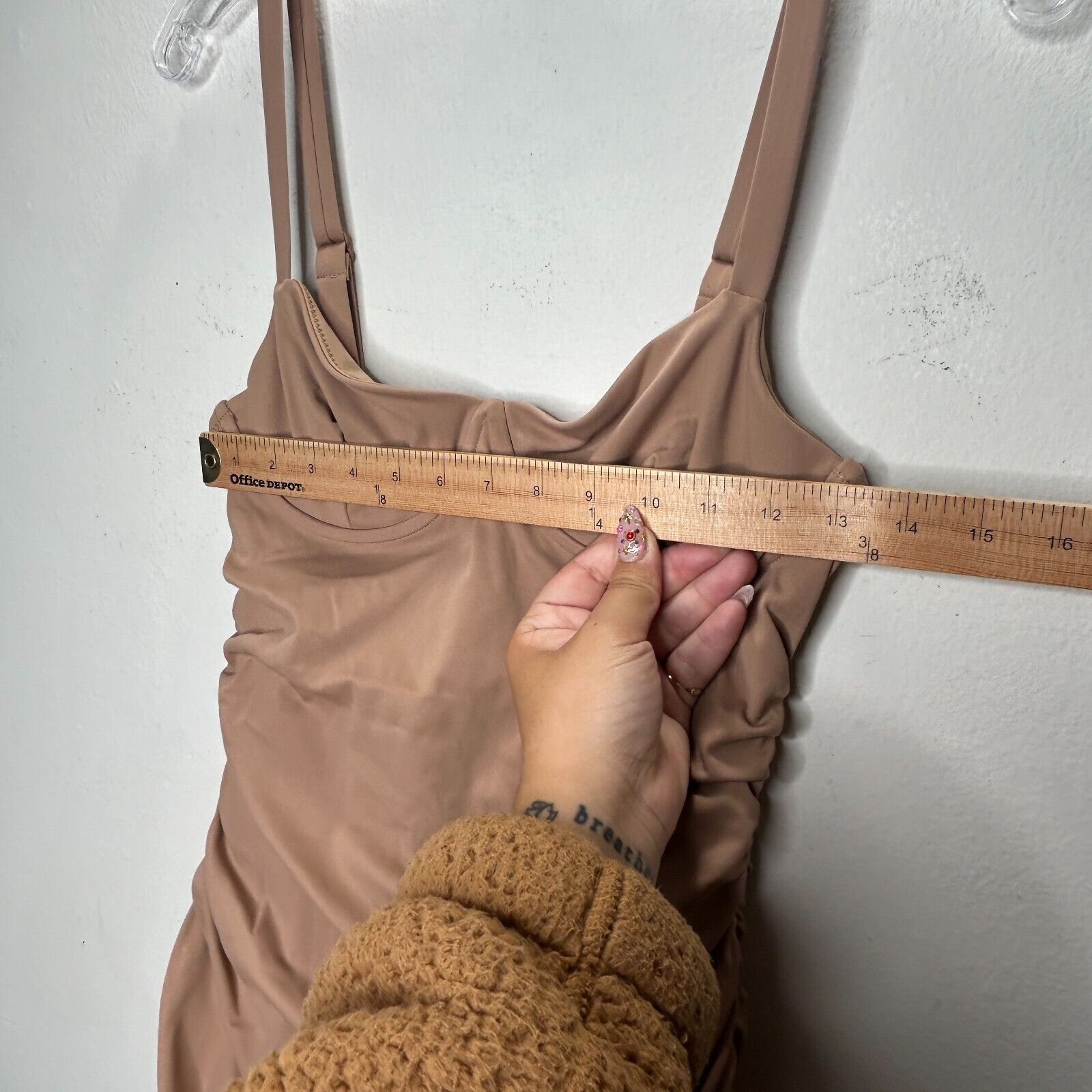 SKIMS NWT Skims Sienna Tan Sculpting Ruched One Piece Swim Dress S Size ONE SIZE - 6 Thumbnail