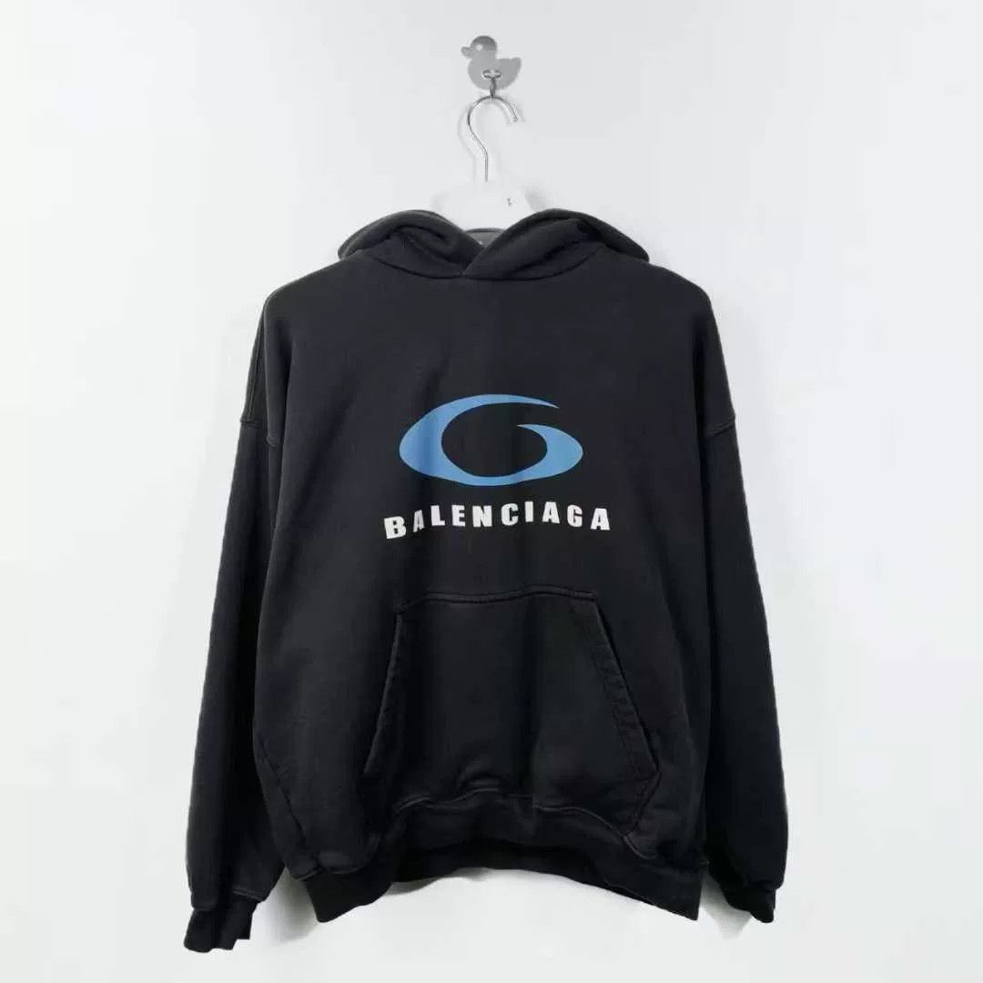 Balenciaga balenciaga logo black hoodie with wave design Size US L / EU 52-54 / 3 - 1 Thumbnail