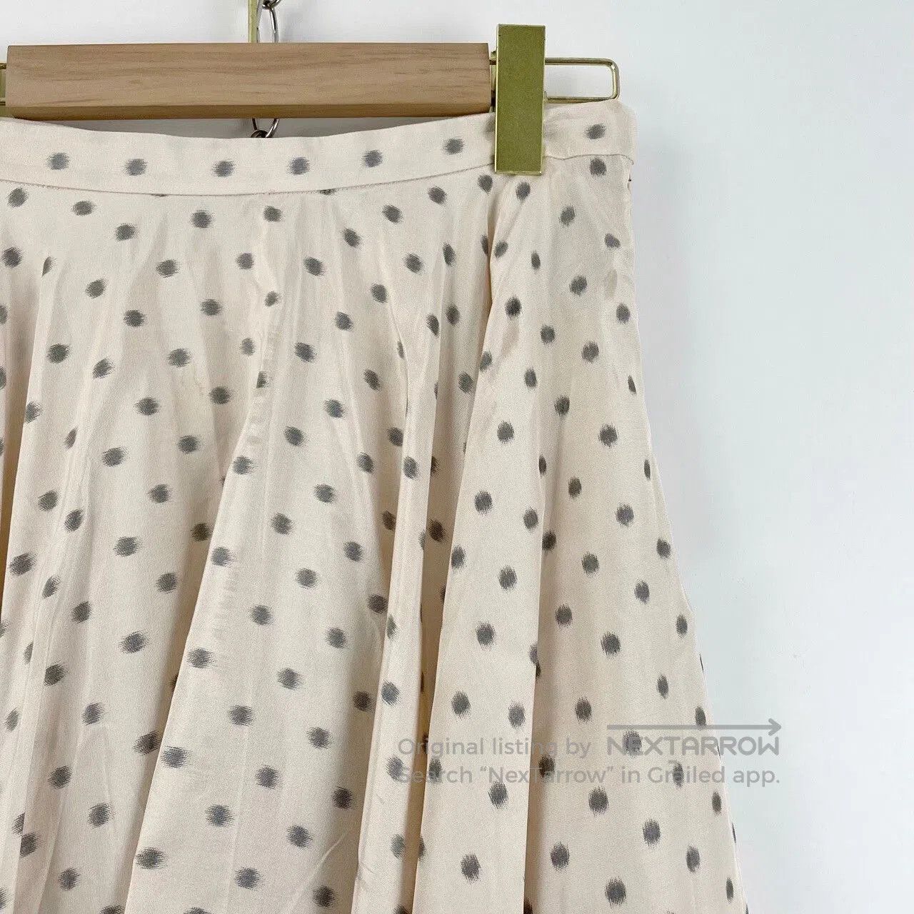 Dior Dior Beige Polka Dot Pleated Skirt. Size 37" - 3 Thumbnail