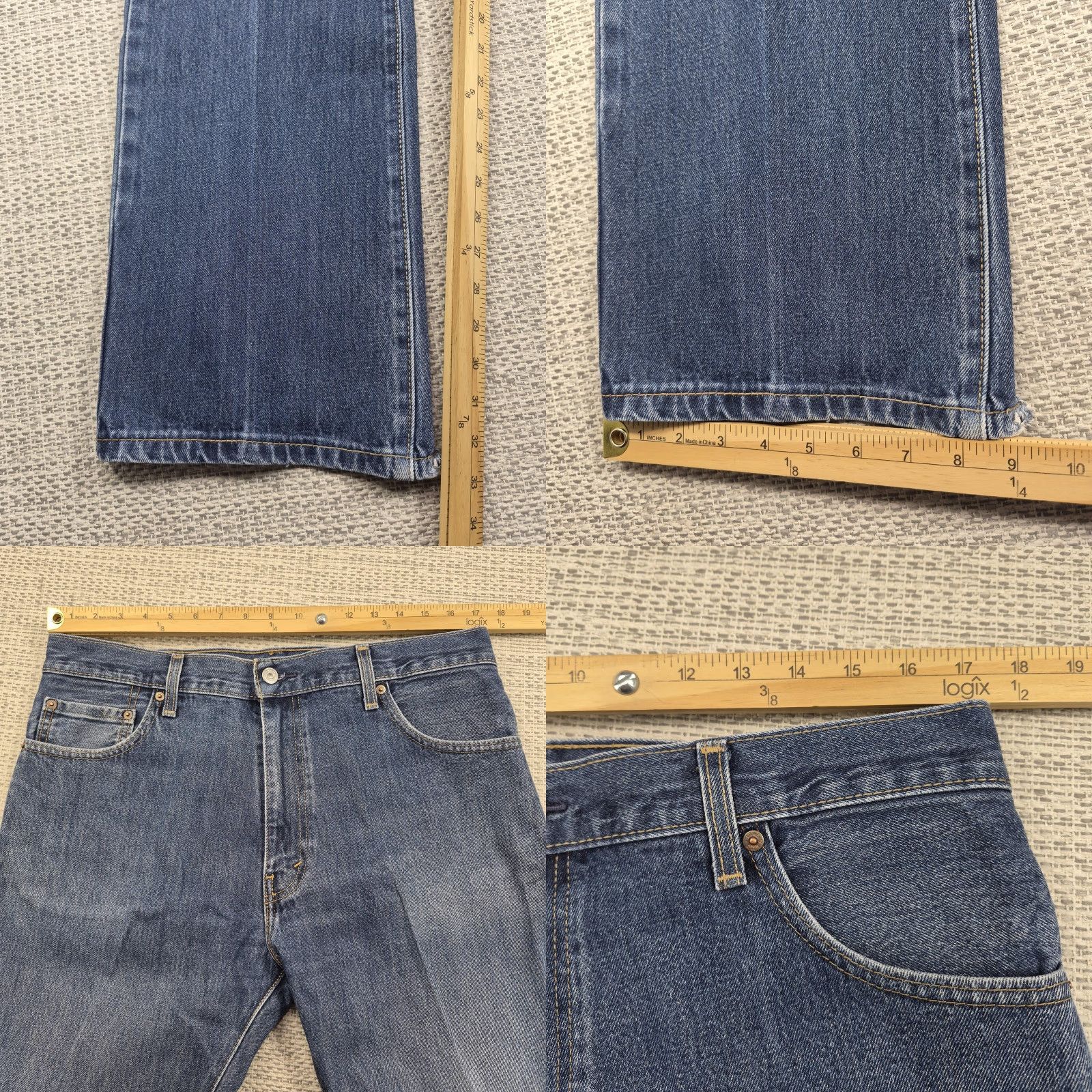 Levi's VINTAGE Levi's 517 Jeans Mens 36x32 Blue Bootcut Denim Medium Wash Frayed Leg Hems Size US 36 / EU 52 - 8 Thumbnail