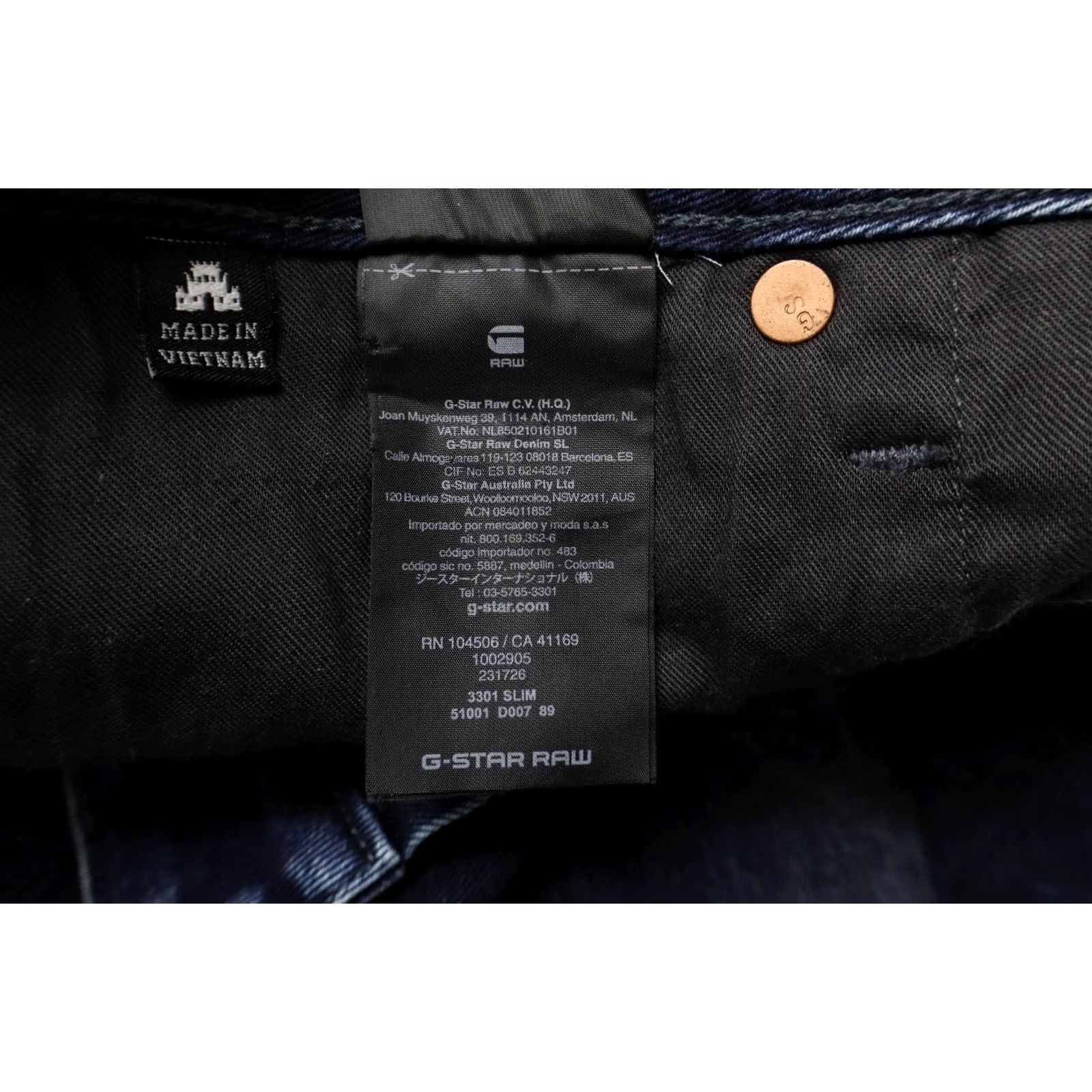 G-Star G-STAR 3301 Slim Jeans W30/L34 Blue Denim Button Fly Faded Whiskers Men's Size US 30 / EU 46 - 7 Thumbnail