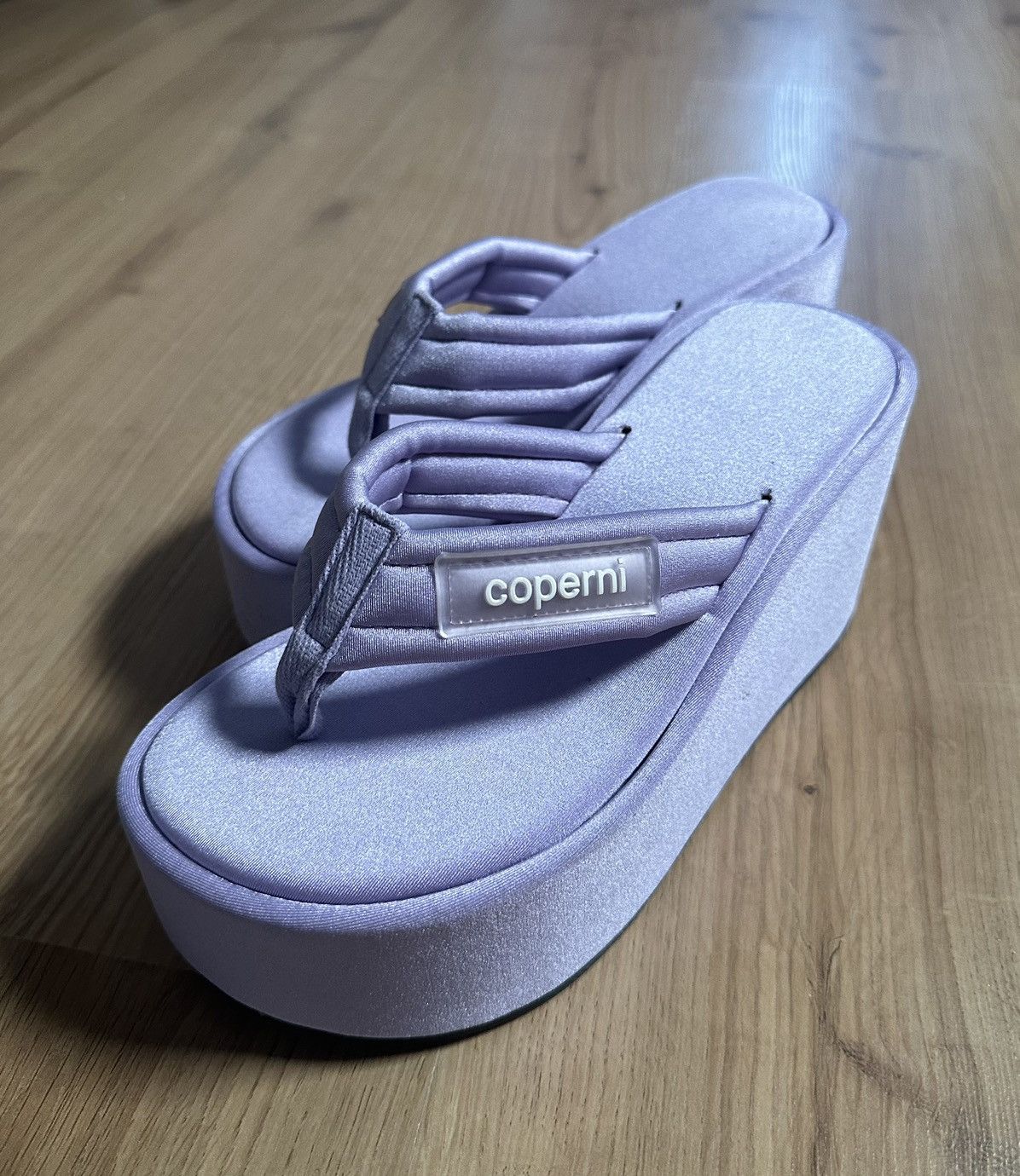 Coperni Logo Patch Thong-strap wedge sandals