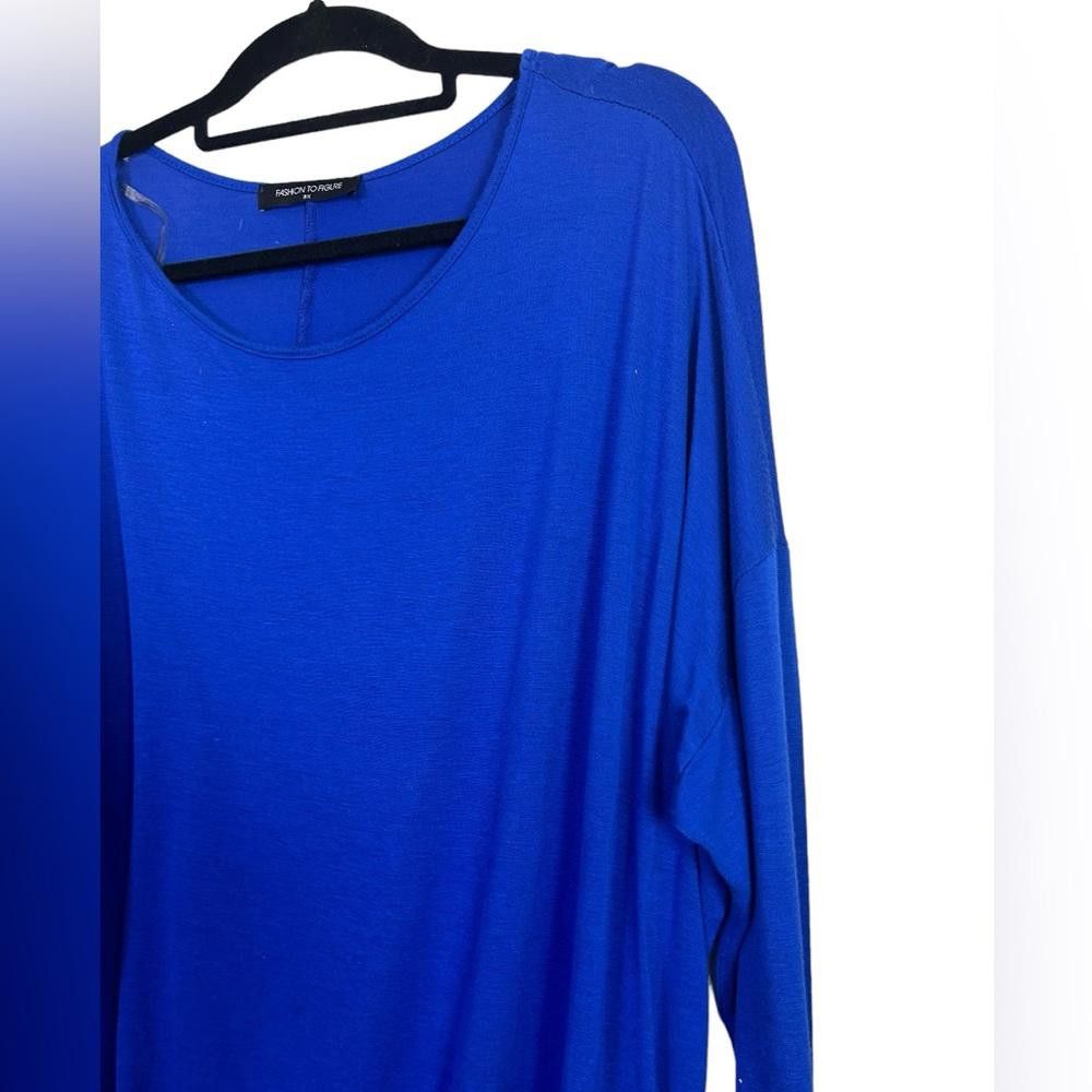 Designer Fashion To Figure l Cobalt Blue Dolman Drape Sleeve Top 3X Size 3XL / US 20-22 - 2 Thumbnail