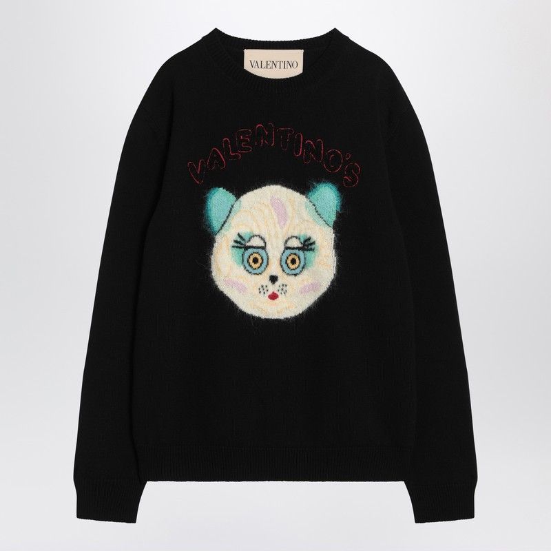Valentino Valentino Black Sweater With Le Chat De La Maison Patch Size US XL / EU 56 / 4 - 1 Thumbnail