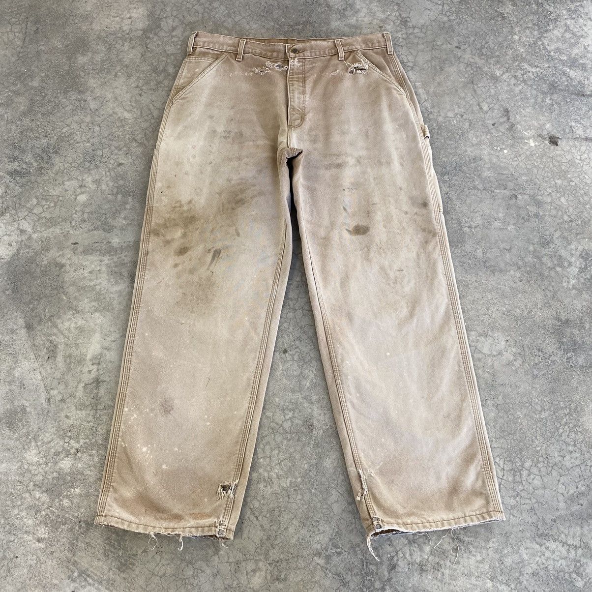 Carhartt VTG Carhartt Blanket Lined Distressed Dirty Carpenter Pants Size US 36 / EU 52 - 3 Thumbnail