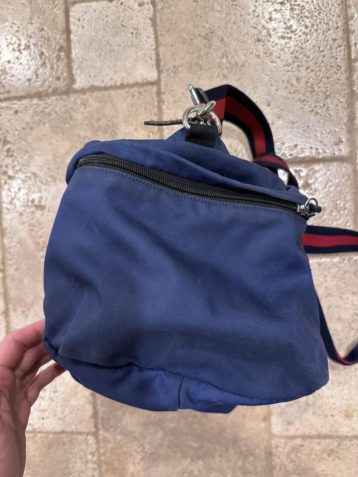 Gucci Gucci Navy Cotton / Canvas Duffle Logo Bag Size ONE SIZE - 11 Thumbnail