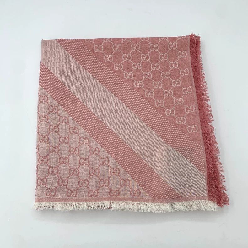 Gucci Gucci Pink wool mulberry silk blend scarf 2502-Nextarrow Size ONE SIZE - 1 Thumbnail