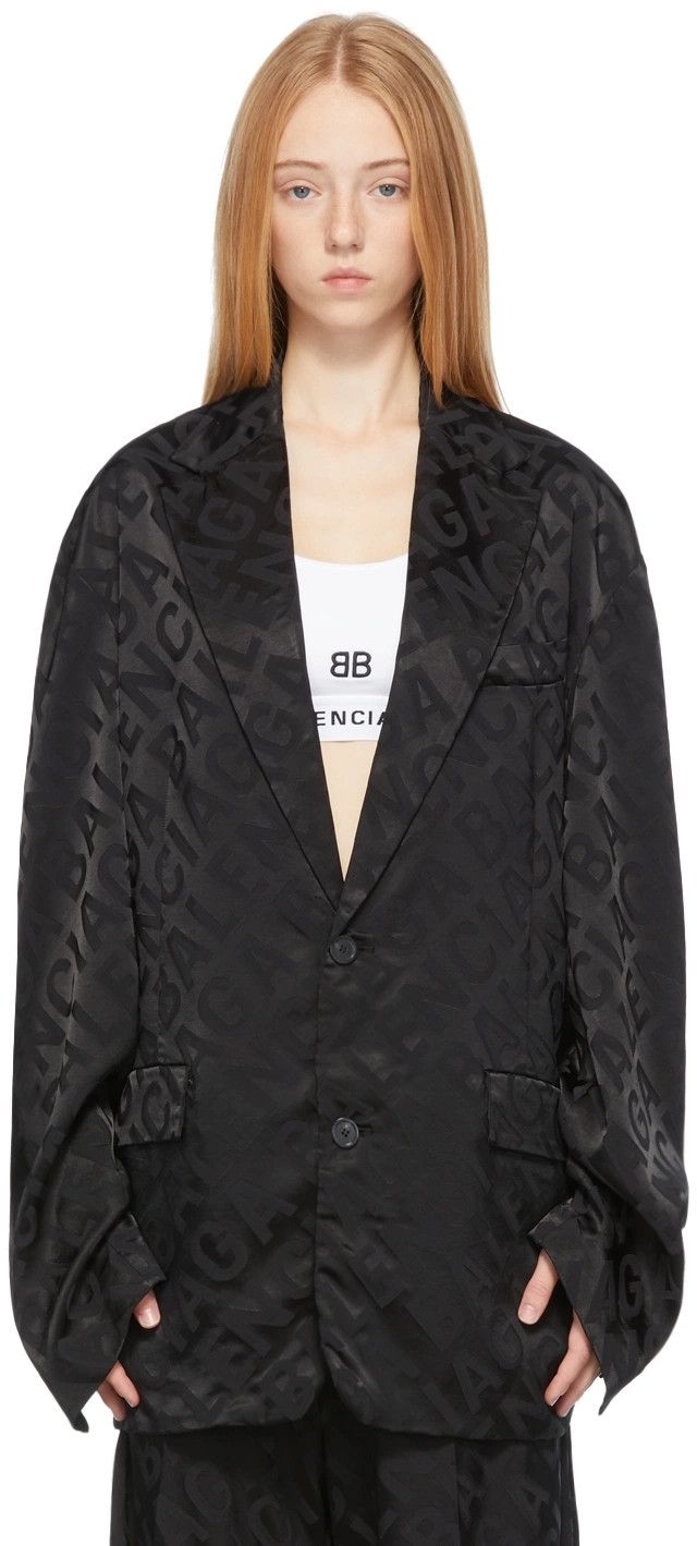 Balenciaga o1in1g1024 Large Allover Logo Fluid Jacket in Black Size XS / US 0-2 / IT 36-38 - 3 Thumbnail
