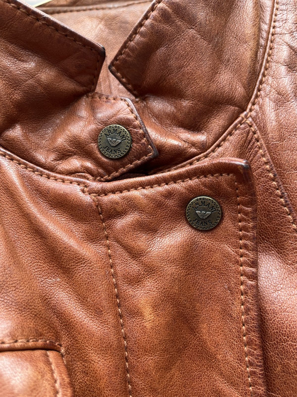 Armani Vintage Armani Jeans Archive leather bomber jacket aviator Size M / US 6-8 / IT 42-44 - 4 Thumbnail