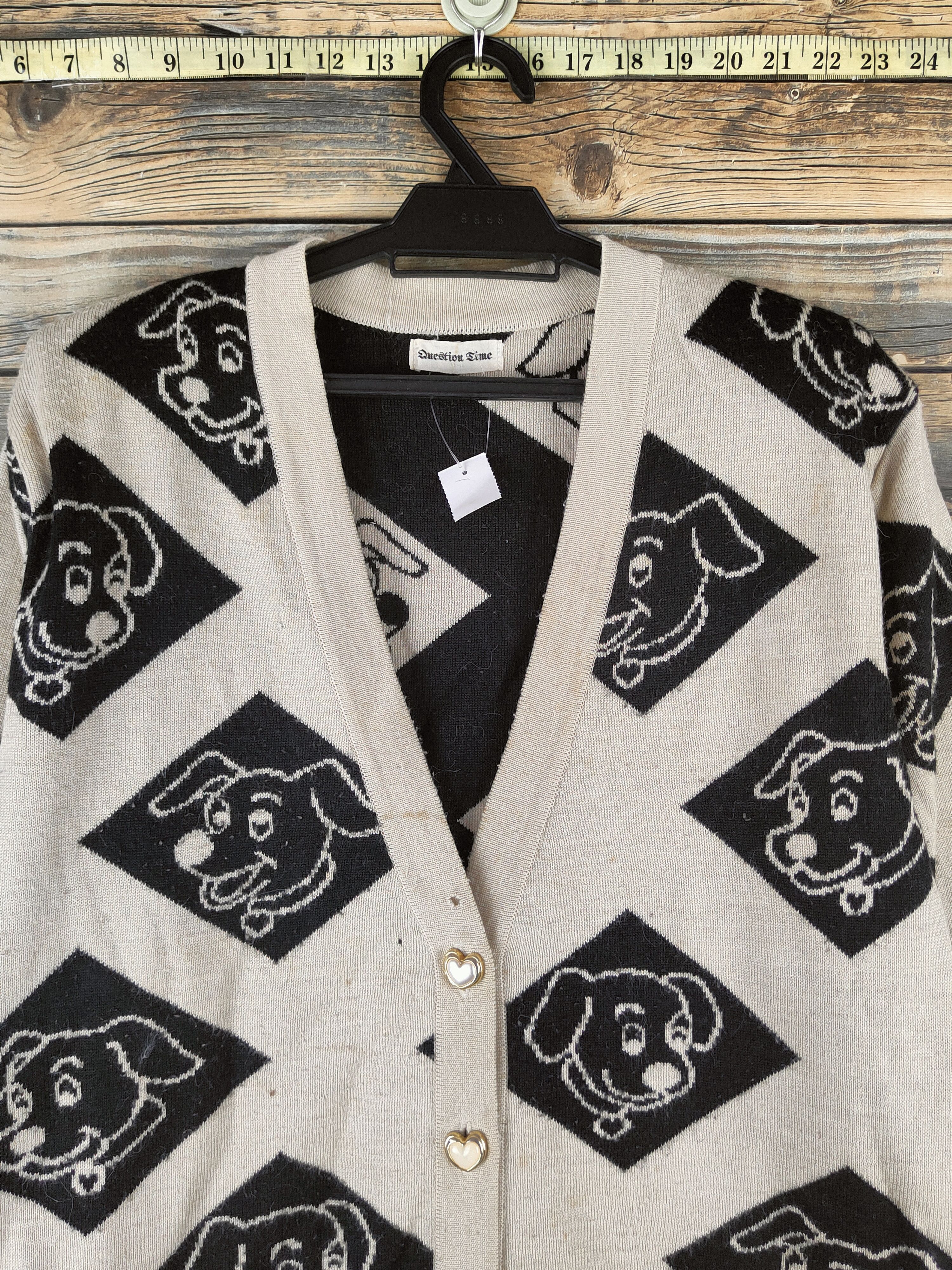 Japanese Brand DL Question Time Beige Black Knitwear Cardigans #46-563 Size US M / EU 48-50 / 2 - 2 Thumbnail