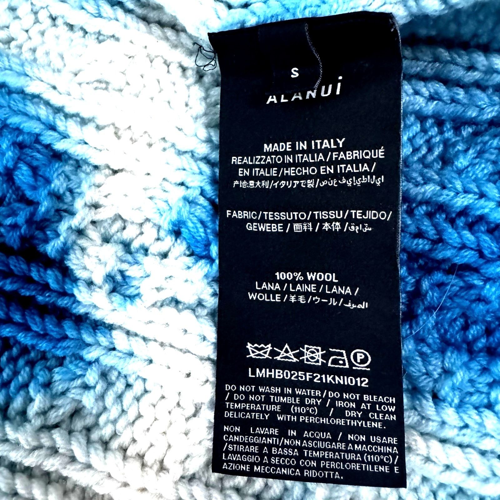 Alanui ALANUI: Men’s Wool Blue/White Tie Dye Cardigan - Small Size US S / EU 44-46 / 1 - 5 Thumbnail