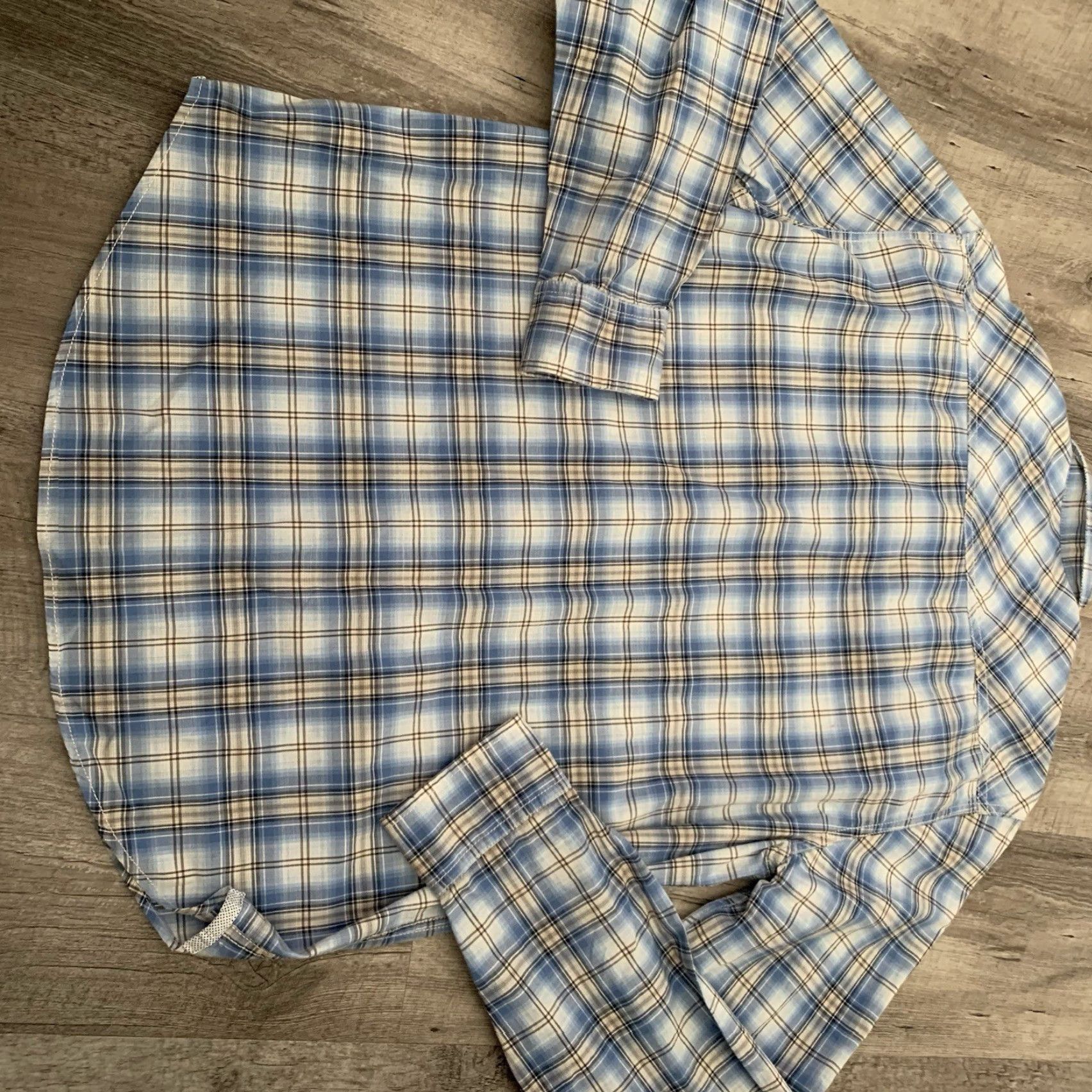 American Eagle Outfitters VINTAGE American Eagle Outfitters Shirt Mens Large Pearl Snap Blue Plaid L/S Vintage Fit Size US L / EU 52-54 / 3 - 4 Thumbnail