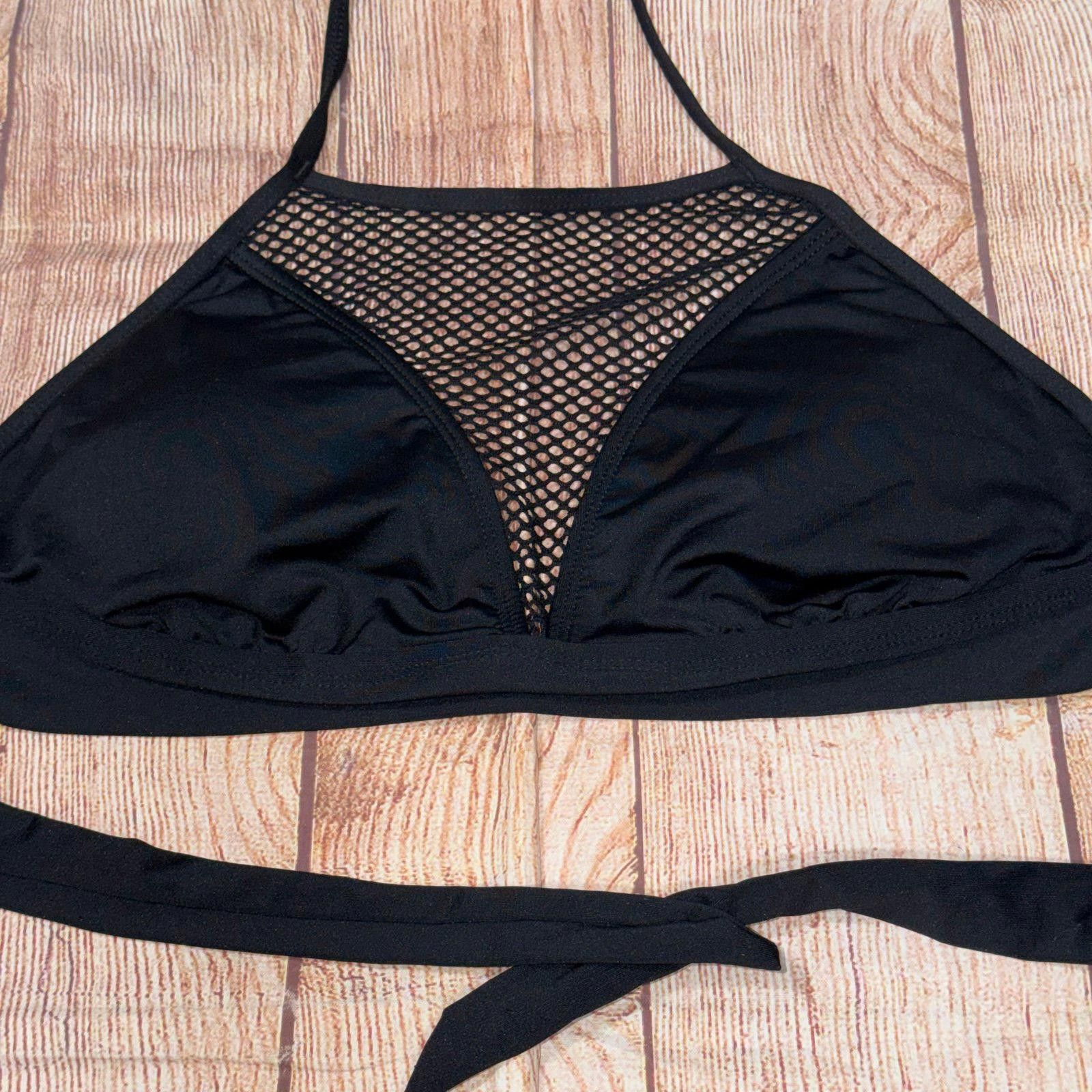 Mossimo Mossimo Black Mesh Halter Bikini Top Large Size ONE SIZE - 5 Thumbnail