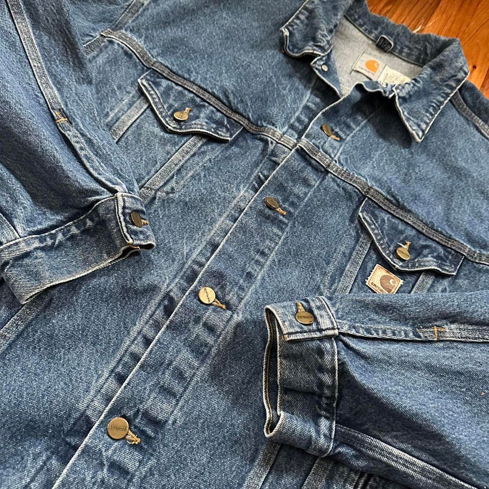 Carhartt 90s Carhartt Denim Trucker Jacket Button Up size 2XL Tall Size US XXL / EU 58 / 5 - 5 Thumbnail