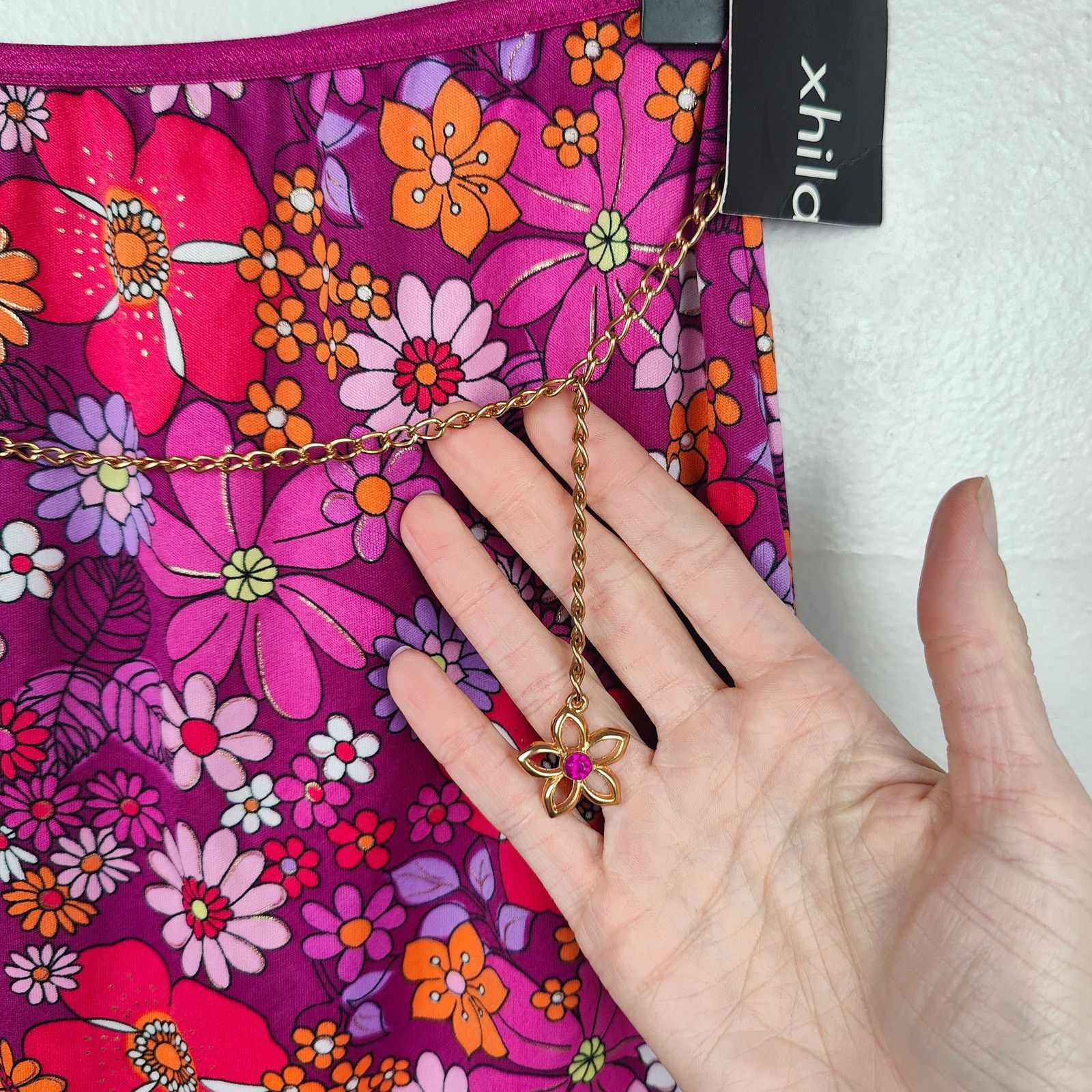 Other Vintage Y2K Xhilaration Floral Skirt Womens Large Pink Size 32" / US 10 / IT 46 - 2 Thumbnail