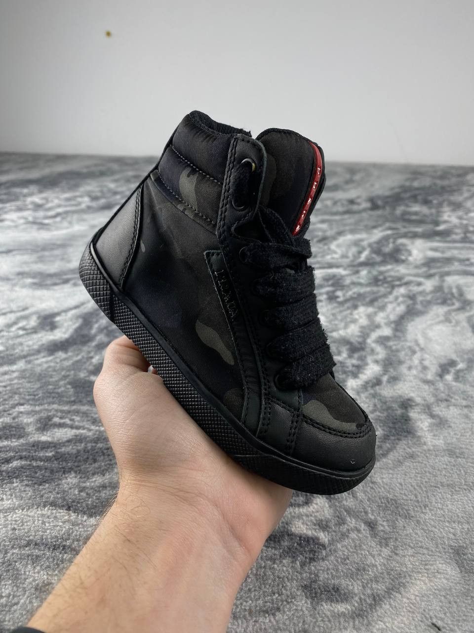 Prada Prada Camo High Top Sneakers Kids Size 24 Black Size US 5 / EU 37 - 2 Thumbnail