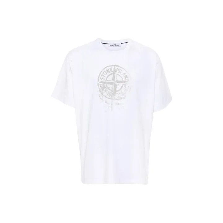 Stone Island SS24 White Logo Print T-Shirt