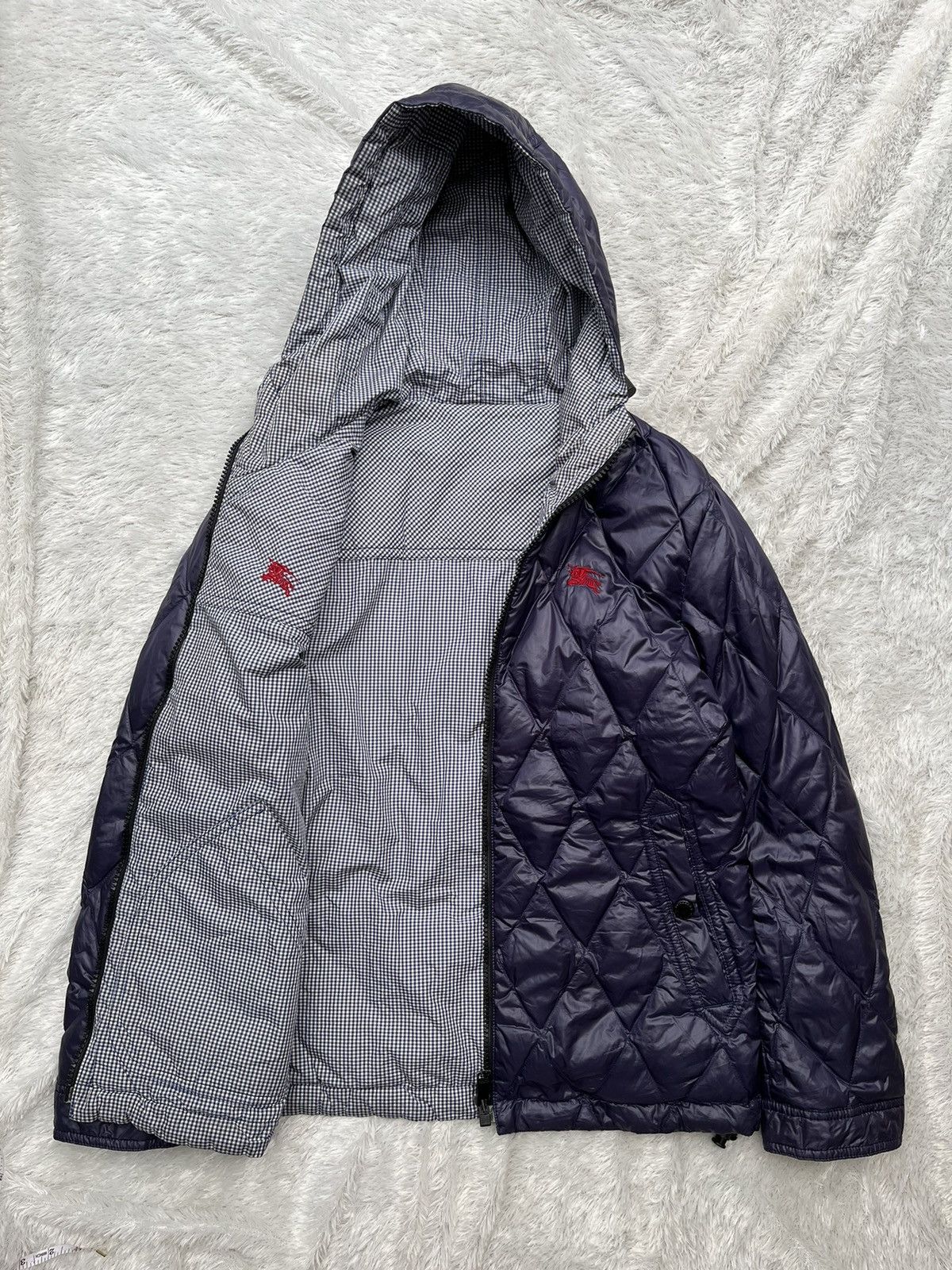 Image of Vintage Burberry Black Label Reversible Down Jacket in Navy, Men's (Size Large)