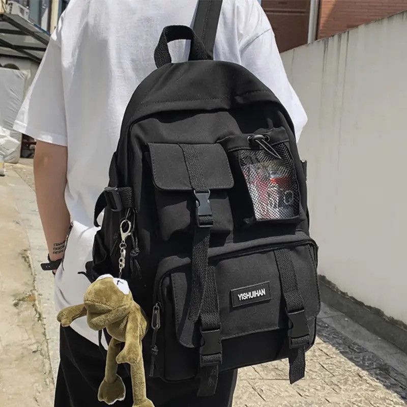 Japanese Brand School Backpack Black Nylon Bagpack Size ONE SIZE - 1 Thumbnail