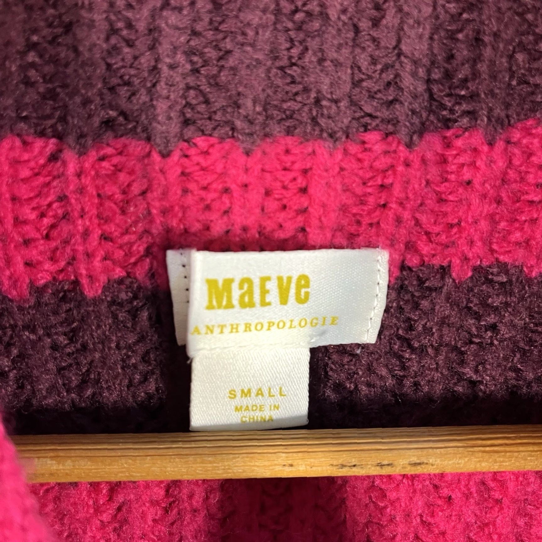 Anthropologie Maeve Anthropologie Womens Striped Turtleneck Sweater Pink Size Small Wool Size S / US 4 / IT 40 - 2 Thumbnail