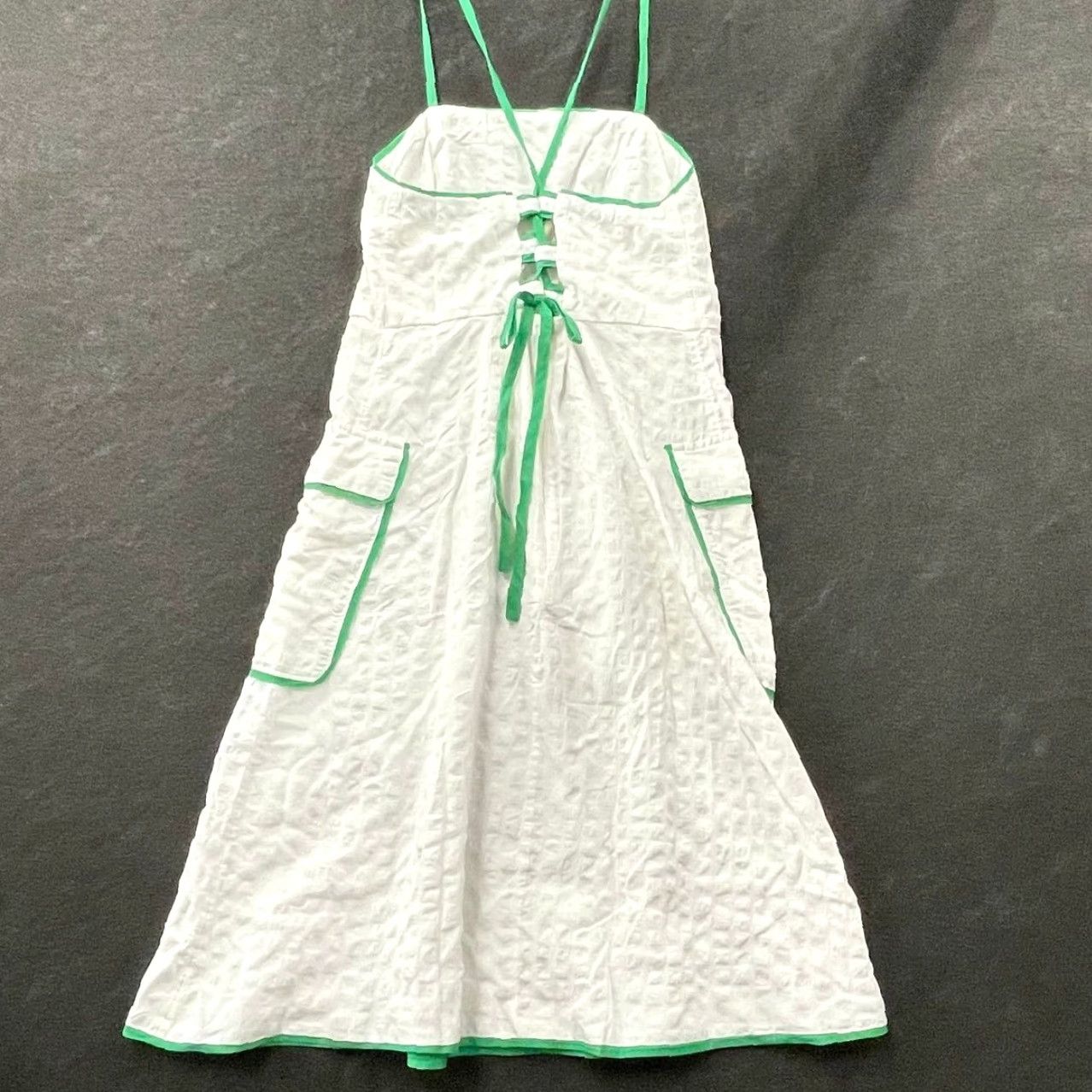 ANTHROPOLOGIE Celandine Sleeveless Piped Midi Dress Women M Ivory Tank Dress  Midi Womens XS? Wait.