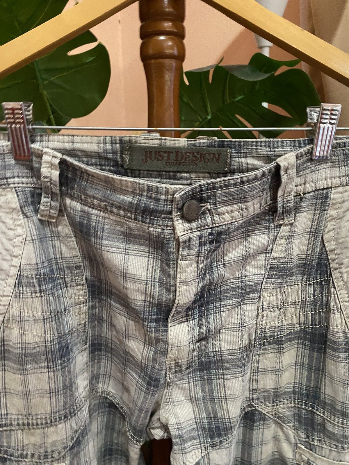 Japanese Brand Vintage Y2K Just Design Plaid Multi-Pocket Utility Style” Size US 36 / EU 52 - 6 Thumbnail
