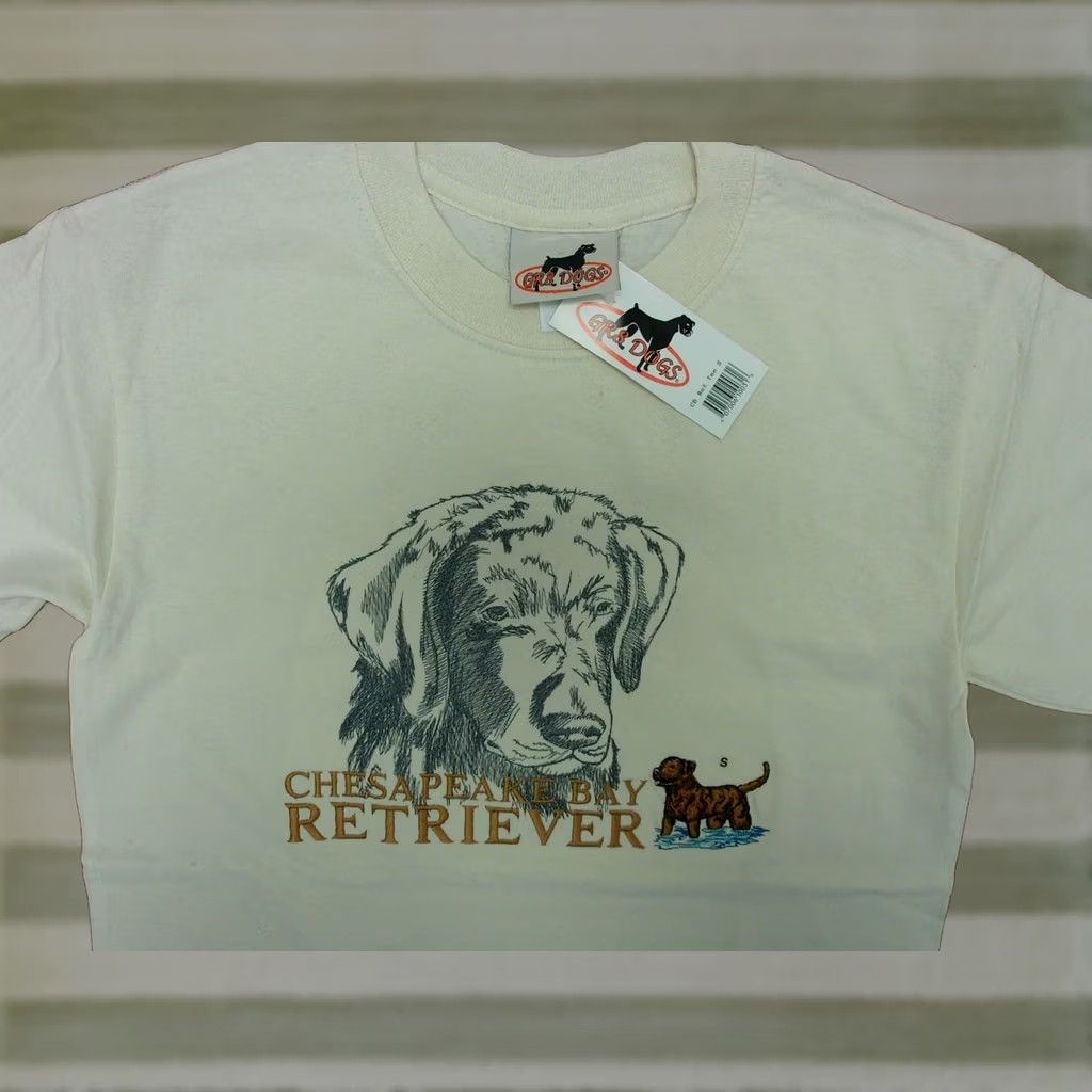 Vintage GR8 Dogs Chesapeake Bay Retriever T-Shirt Men Small Beige Cotton Embroidered Crew Neck" Size US S / EU 44-46 / 1 - 1 Thumbnail