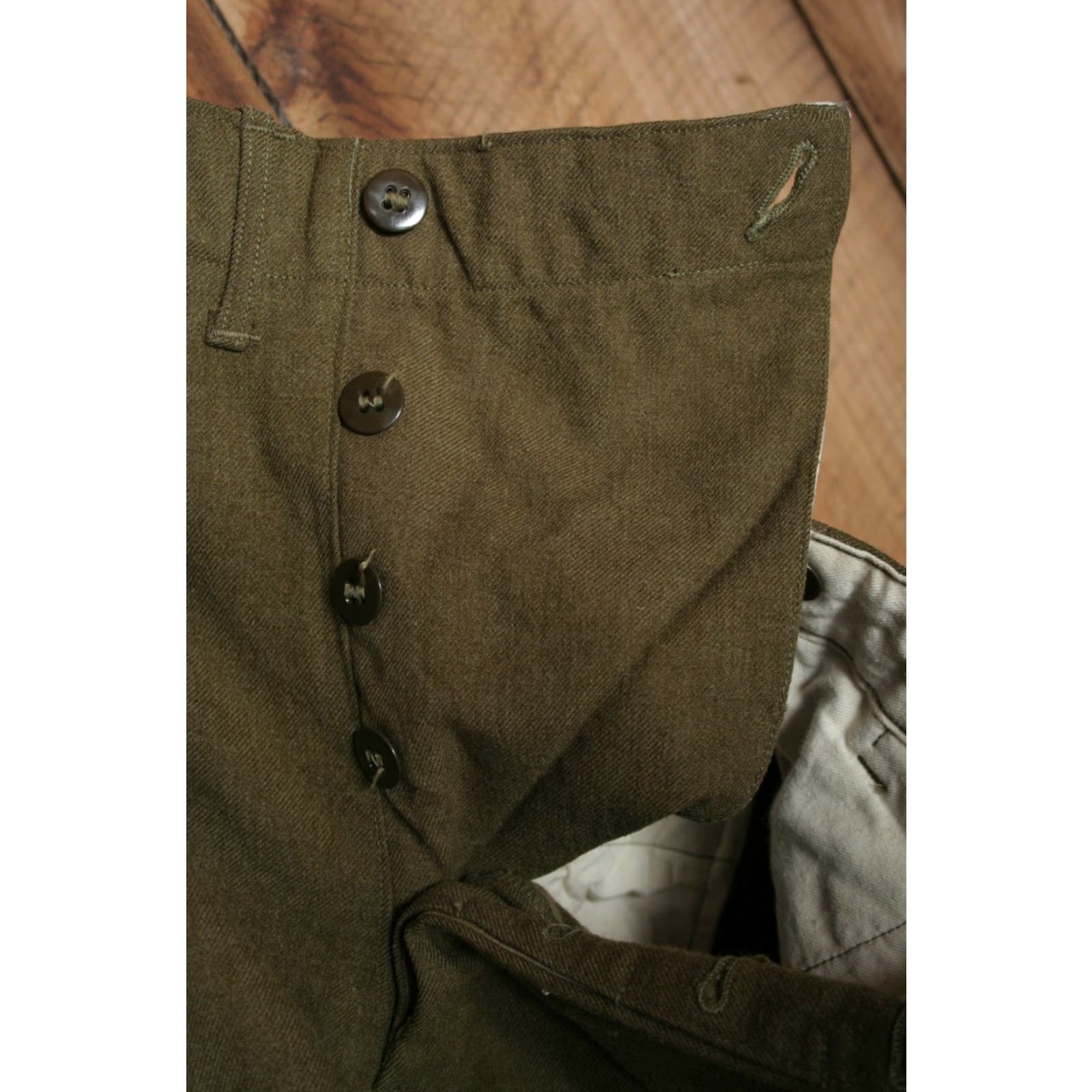 Olive VINTAGE Serge OD Olive Green Wool Military Army Officer Pants Sz. 29x28 Size US 29 - 7 Thumbnail