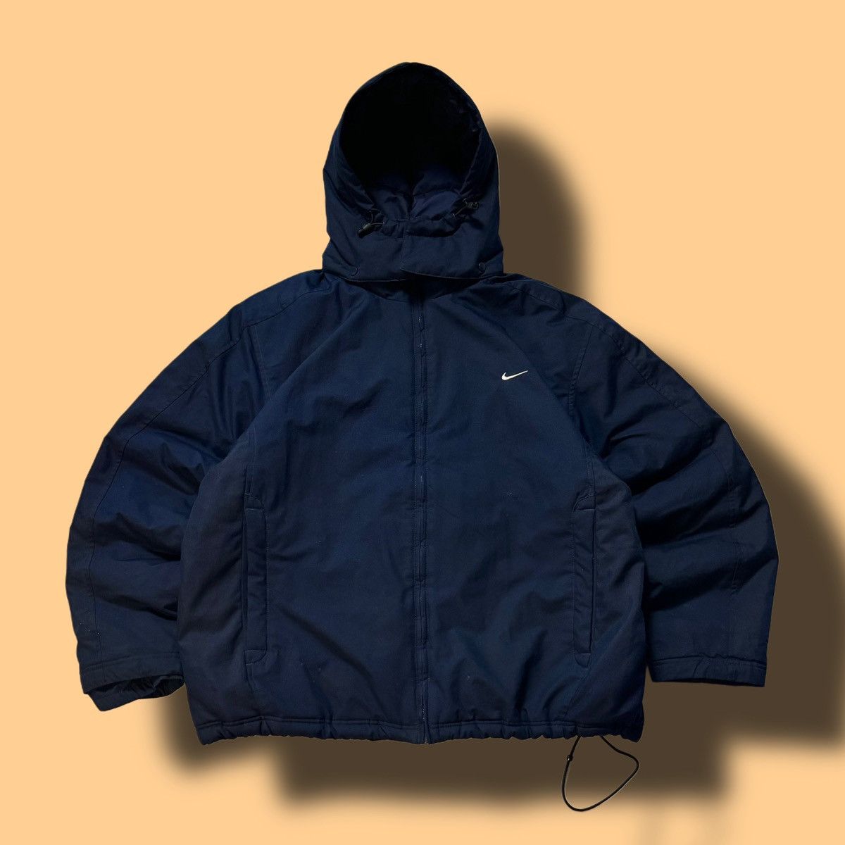 Nike × Vintage 00s Nike Vintage Drill Oversize Down Hooded Jacket Y2K Size US XL / EU 56 / 4 - 2 Thumbnail