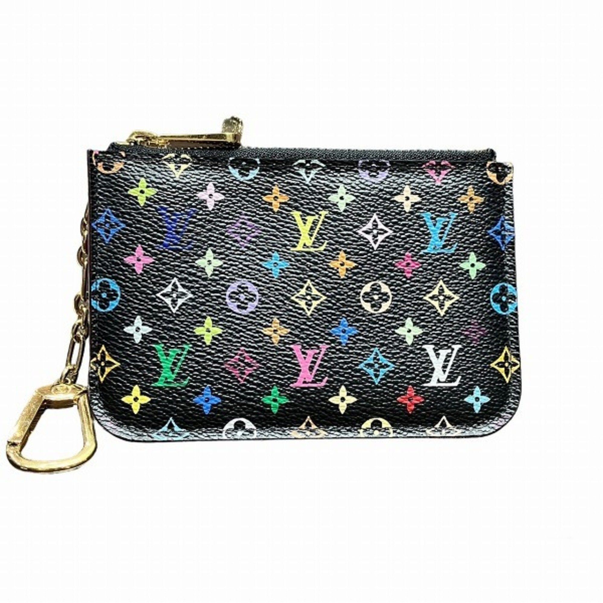 image of Louis Vuitton Multicolor Pochette Cle M60279 Wallet Coin Case Women's in Black