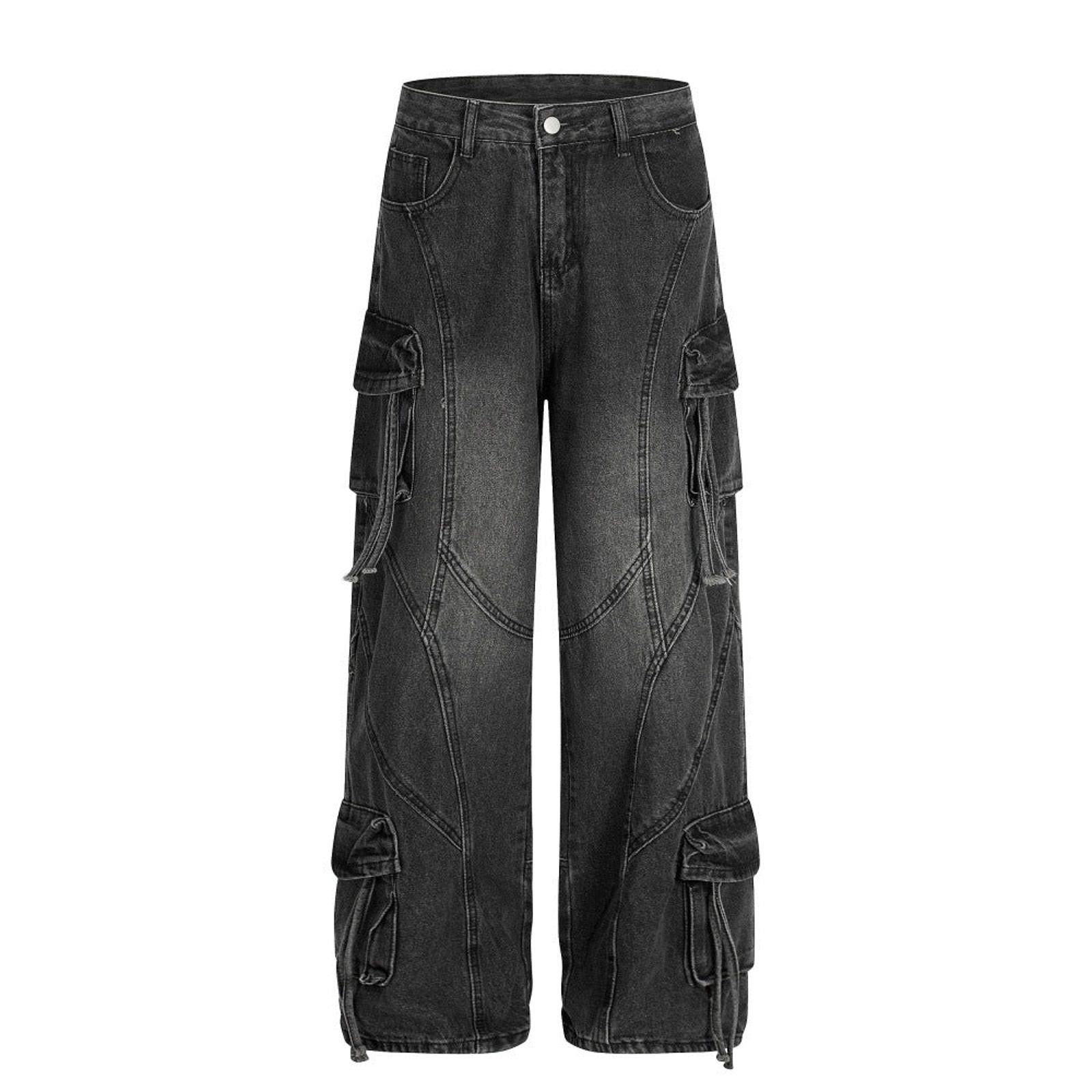 Other Blue Distressed Cargo Wide Leg Jeans Size US 32 / EU 48 - 5 Thumbnail