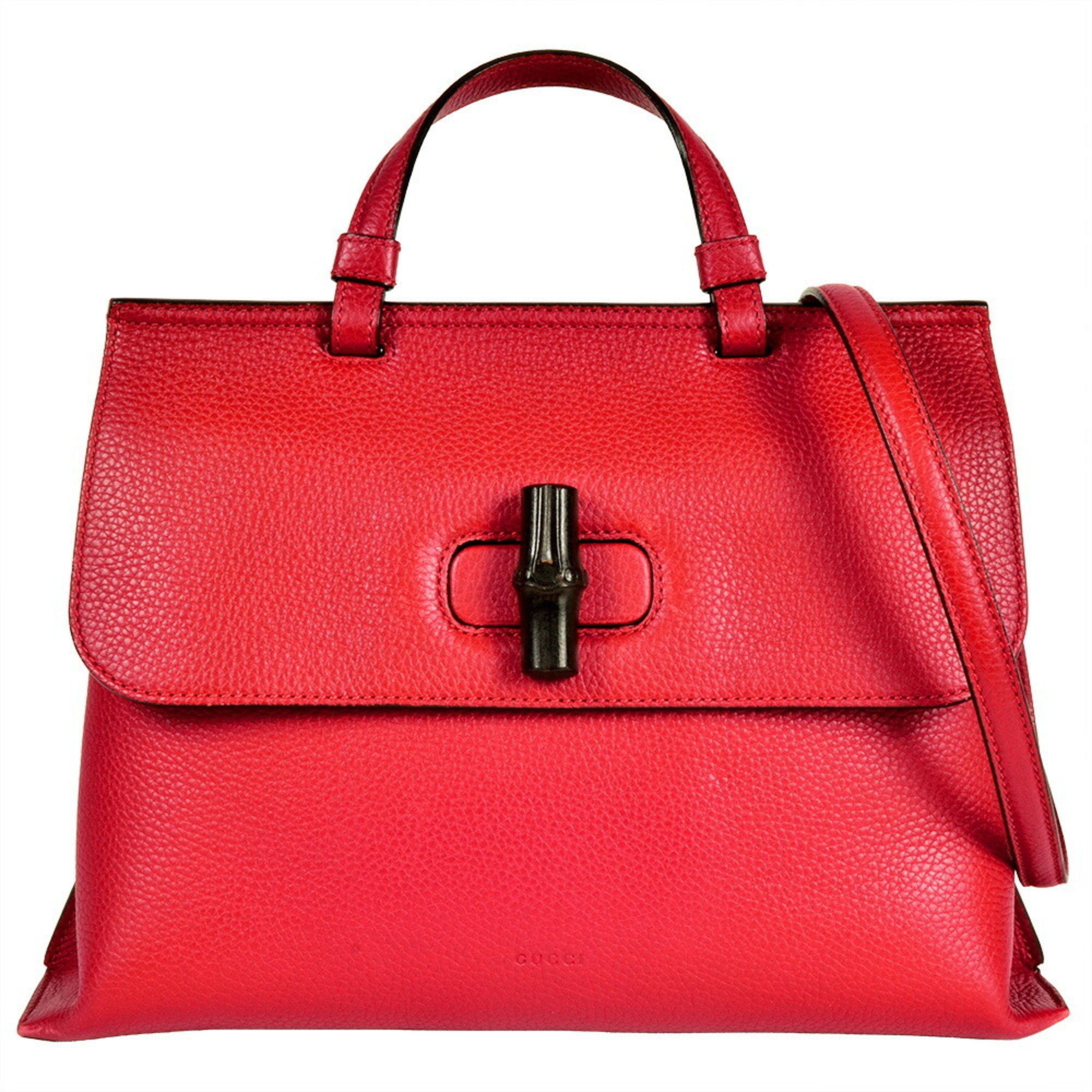 Gucci Gucci Daily Handbag Leather Bamboo 370831 Red Women's Size ONE SIZE - 1 Thumbnail