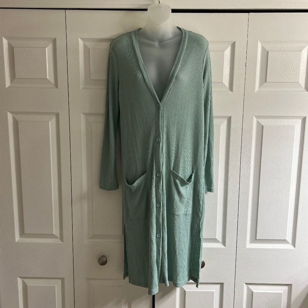 Forever 21 Forever 21 Light Green Long Cardigan Size L / US 10 / IT 46 - 2 Thumbnail