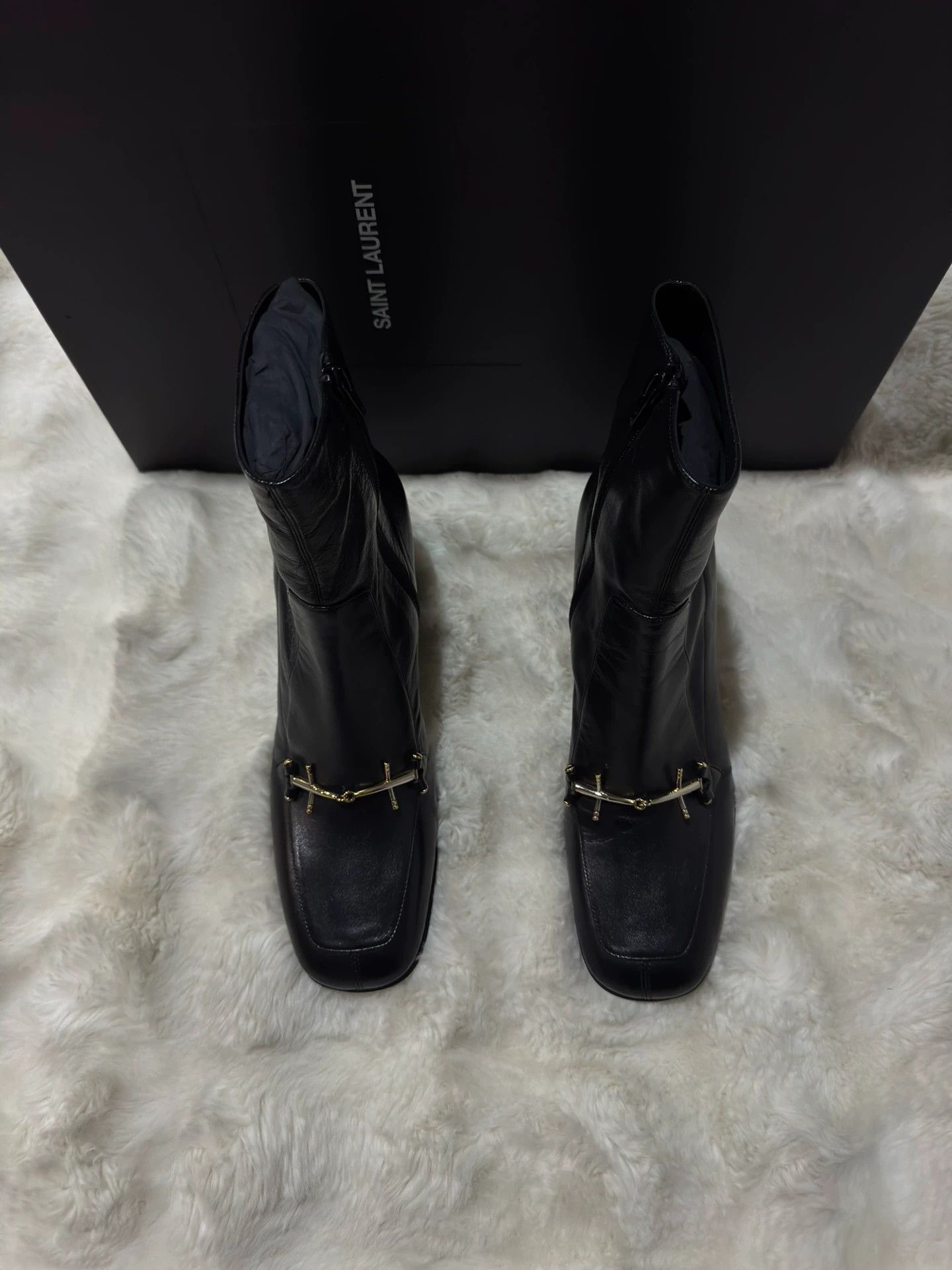 Saint Laurent Paris Saint Laurent YSL black and gold show boots for men Size US 8 / EU 41 - 1 Thumbnail