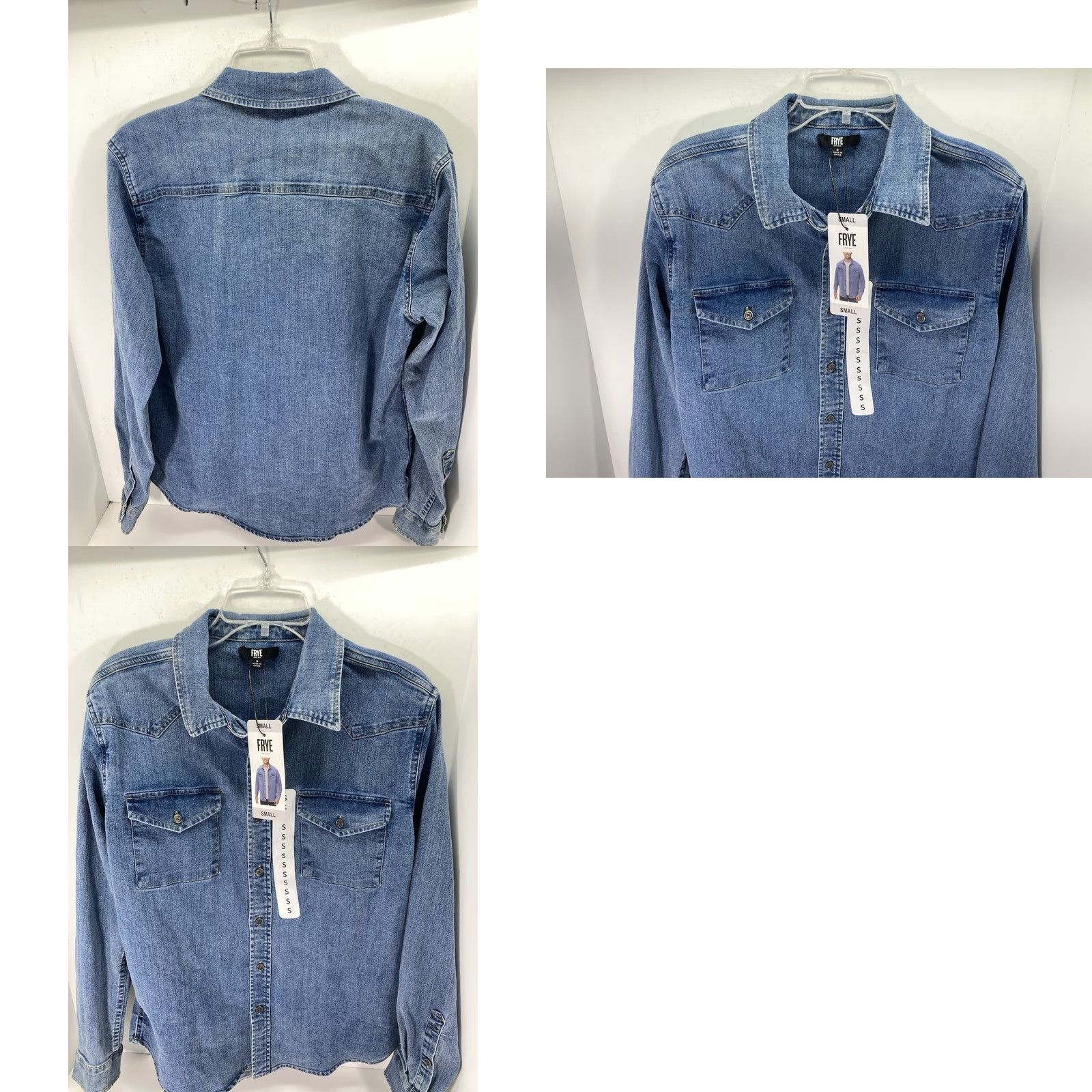 Frye Frye Denim Shirt Men Size Small Blue Button Long Sleeve Stretch Medium Wash NWT Shirt Size US S / EU 44-46 / 1 - 9 Thumbnail