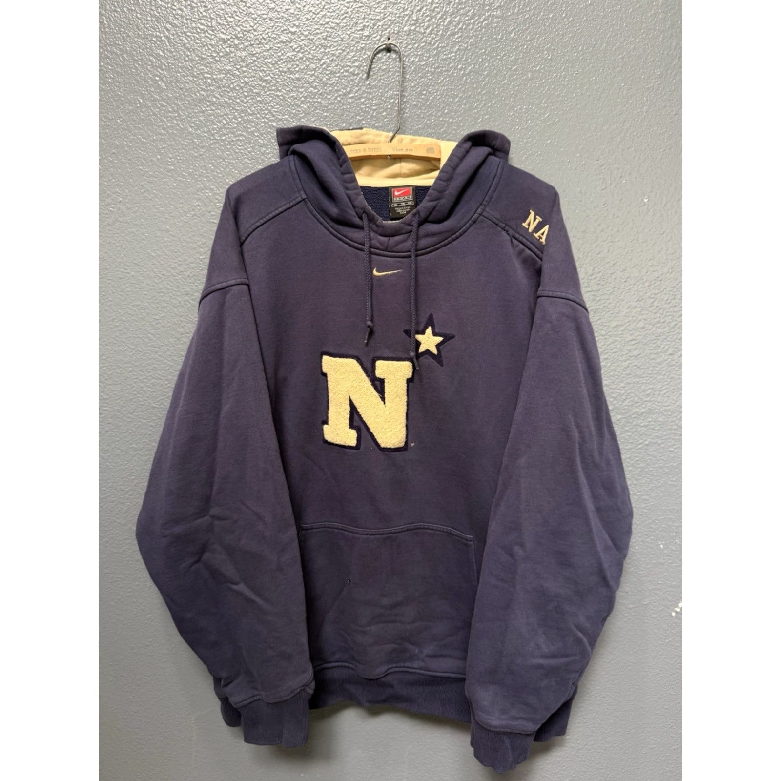 Nike VINTAGE Nike Team US Navy College Center Check Blue Hoodie XL Men Regular Pullover Size XL Size US XL / EU 56 / 4 - 3 Thumbnail