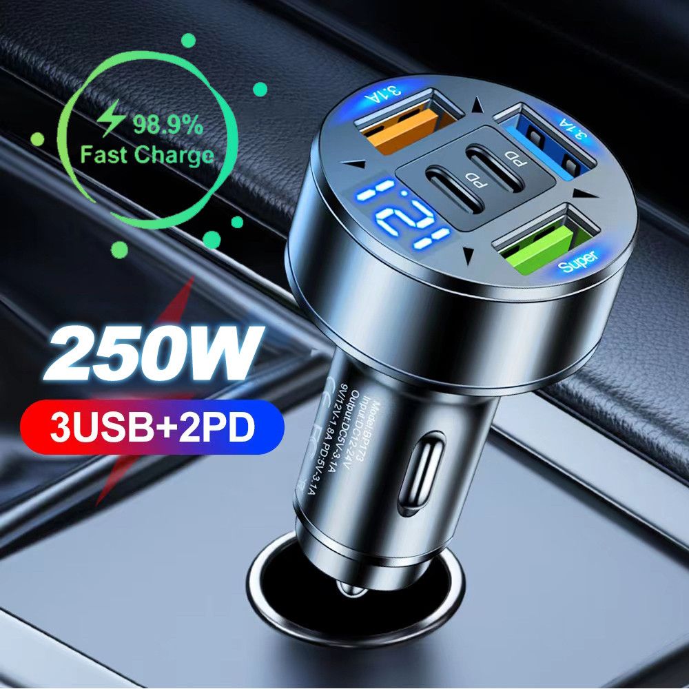 Other 250W 5 Ports Car Charger Fast iPhone Samsung Huawei Xiaomi Size ONE SIZE - 1 Thumbnail