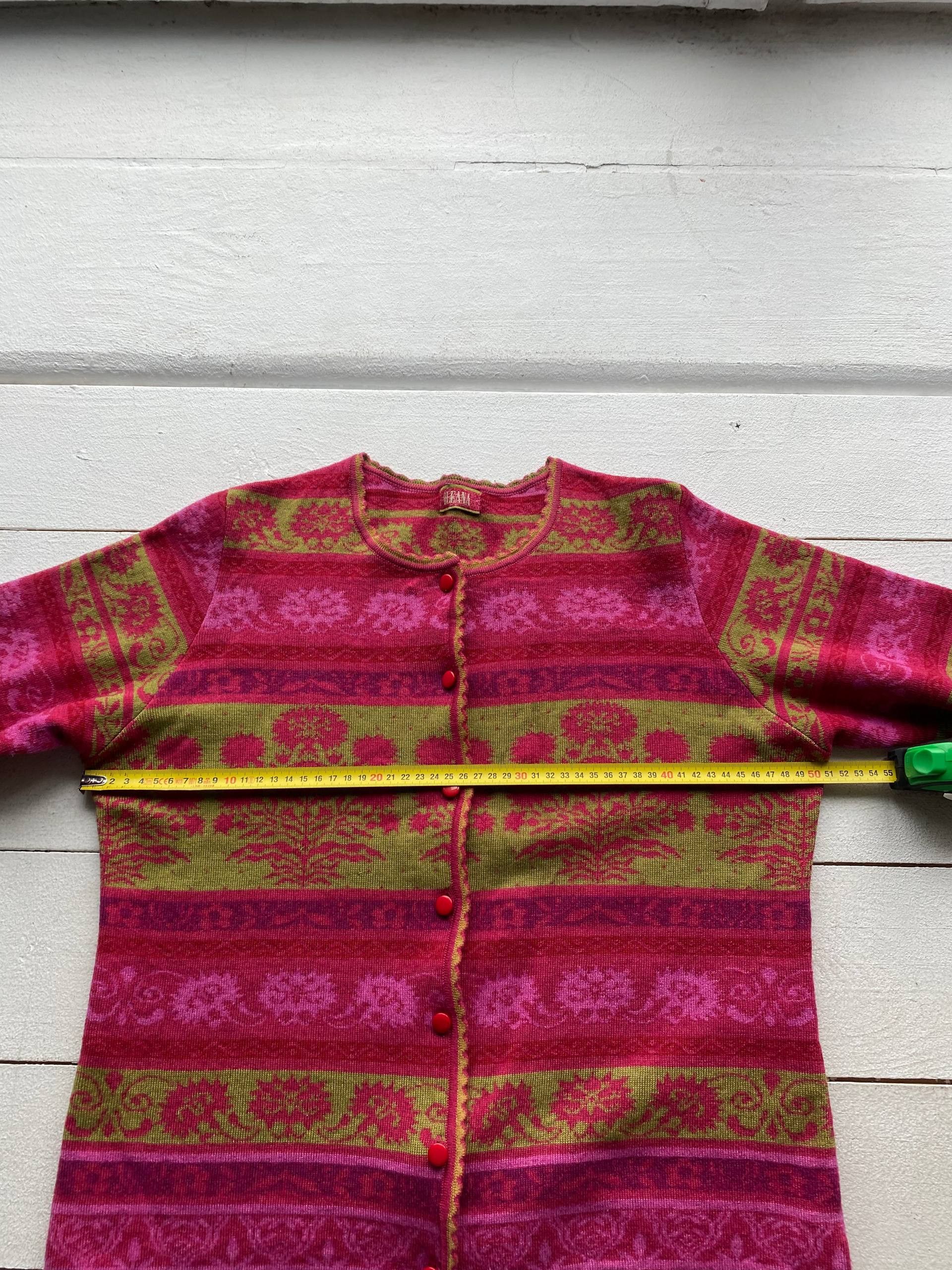 Designer × Vintage Vintage Oleana Wool Floral Women Button Cardigan Sweater Size M / US 6-8 / IT 42-44 - 7 Thumbnail