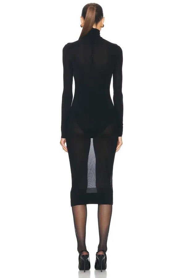 Saint Laurent Paris o1bcso1str1125 Turtleneck Dress In Stretch Jersey in Black Size S / US 4 / IT 40 - 3 Thumbnail