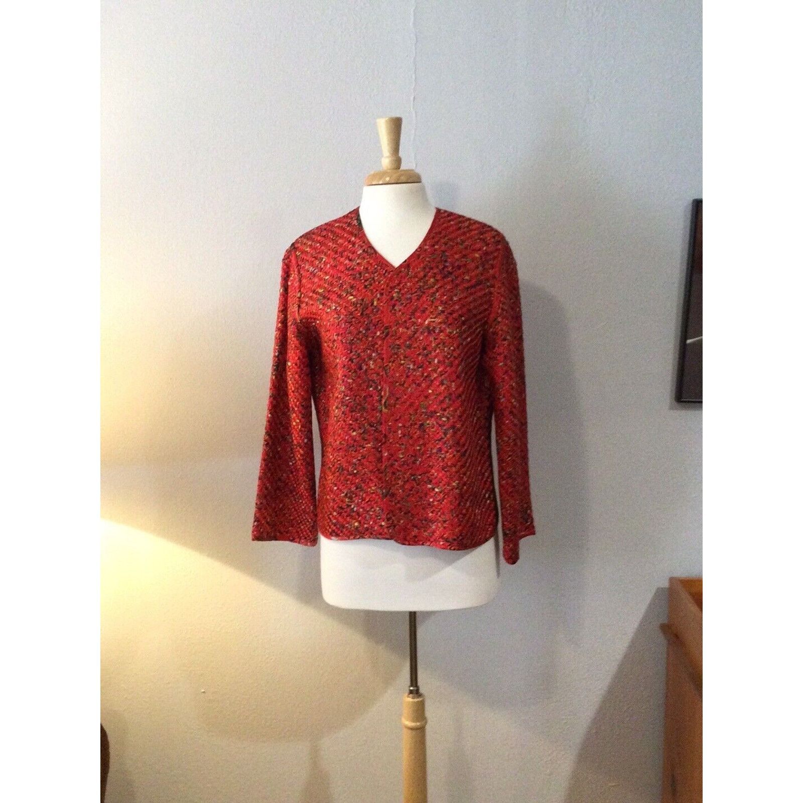 Chicos Chico's Design 100% Silk Jacket/Blazer/Cardigan Size 1/M/8 Size M / US 6-8 / IT 42-44 - 6 Thumbnail