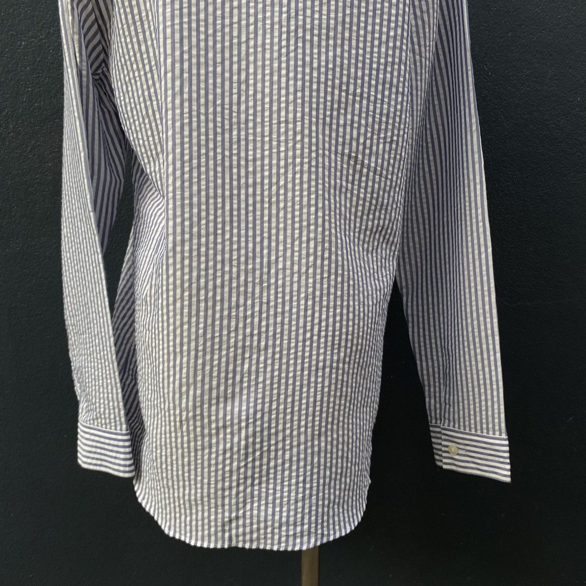 Ne-Net Ne-net Blue and White Striped Ruffle Front Shirt Size US L / EU 52-54 / 3 - 15 Thumbnail